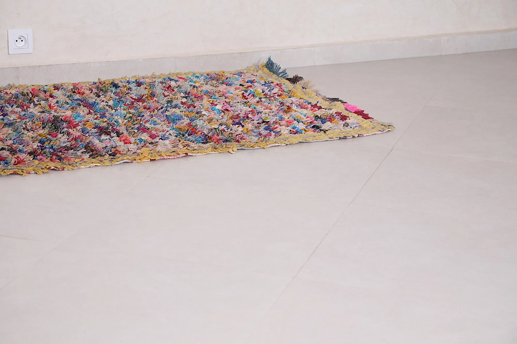 Vintage Boucherouite Runner Rug 3 x 7.2 Feet - Handwoven Moroccan Charm