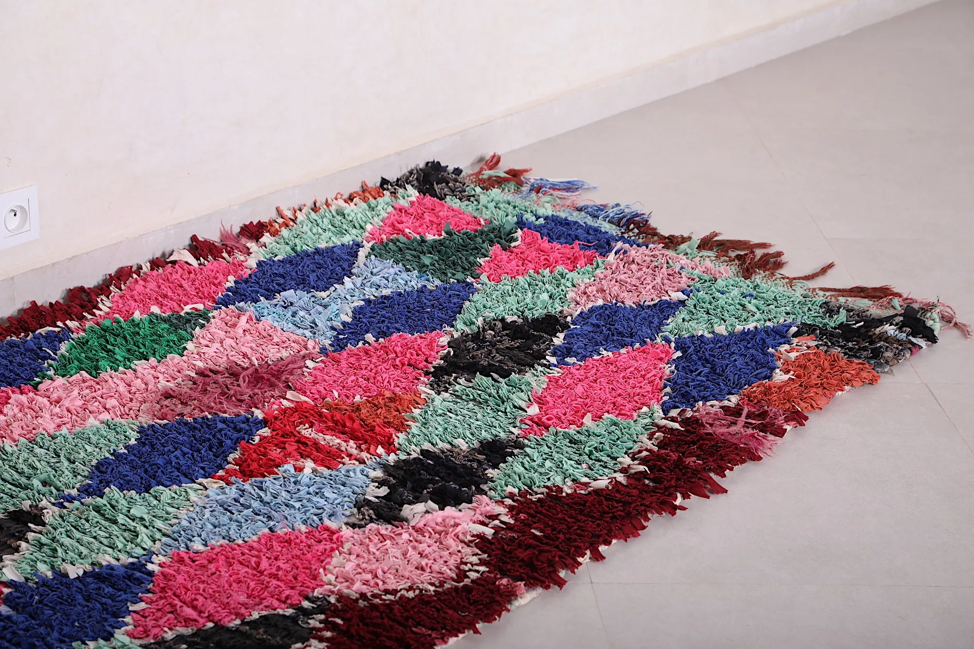 Vintage Boucherouite Runner Rug - 3.4 X 7.1 Feet