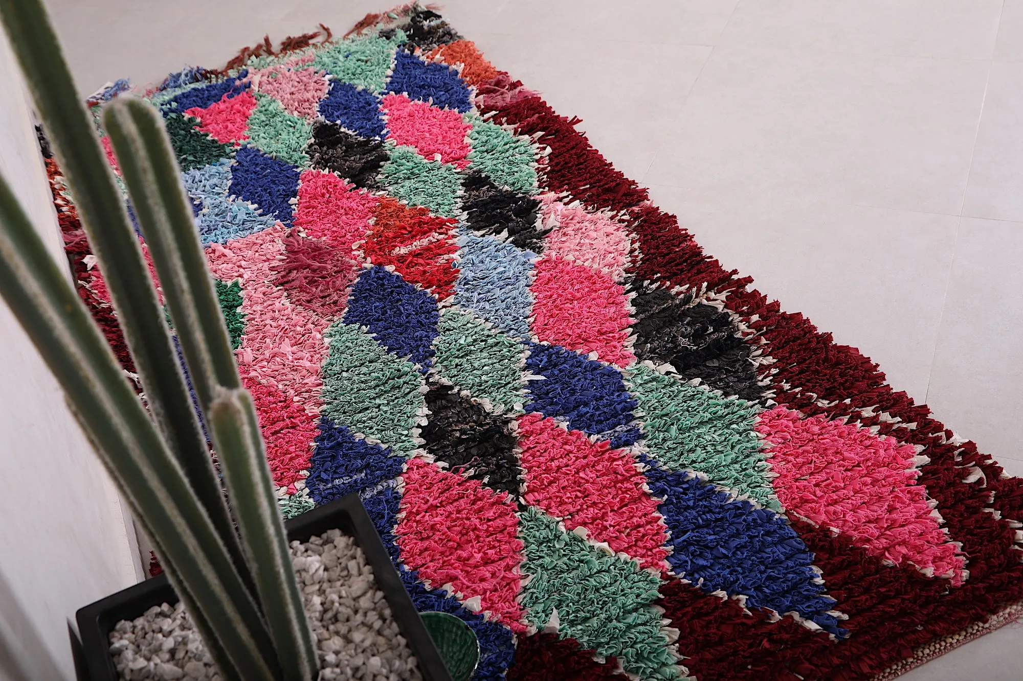 Vintage Boucherouite Runner Rug - 3.4 X 7.1 Feet