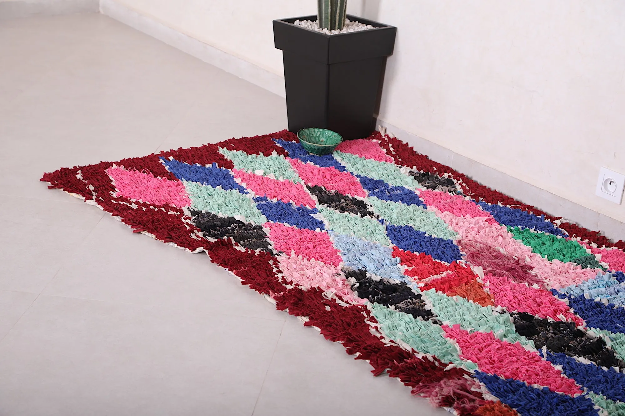 Vintage Boucherouite Runner Rug - 3.4 X 7.1 Feet