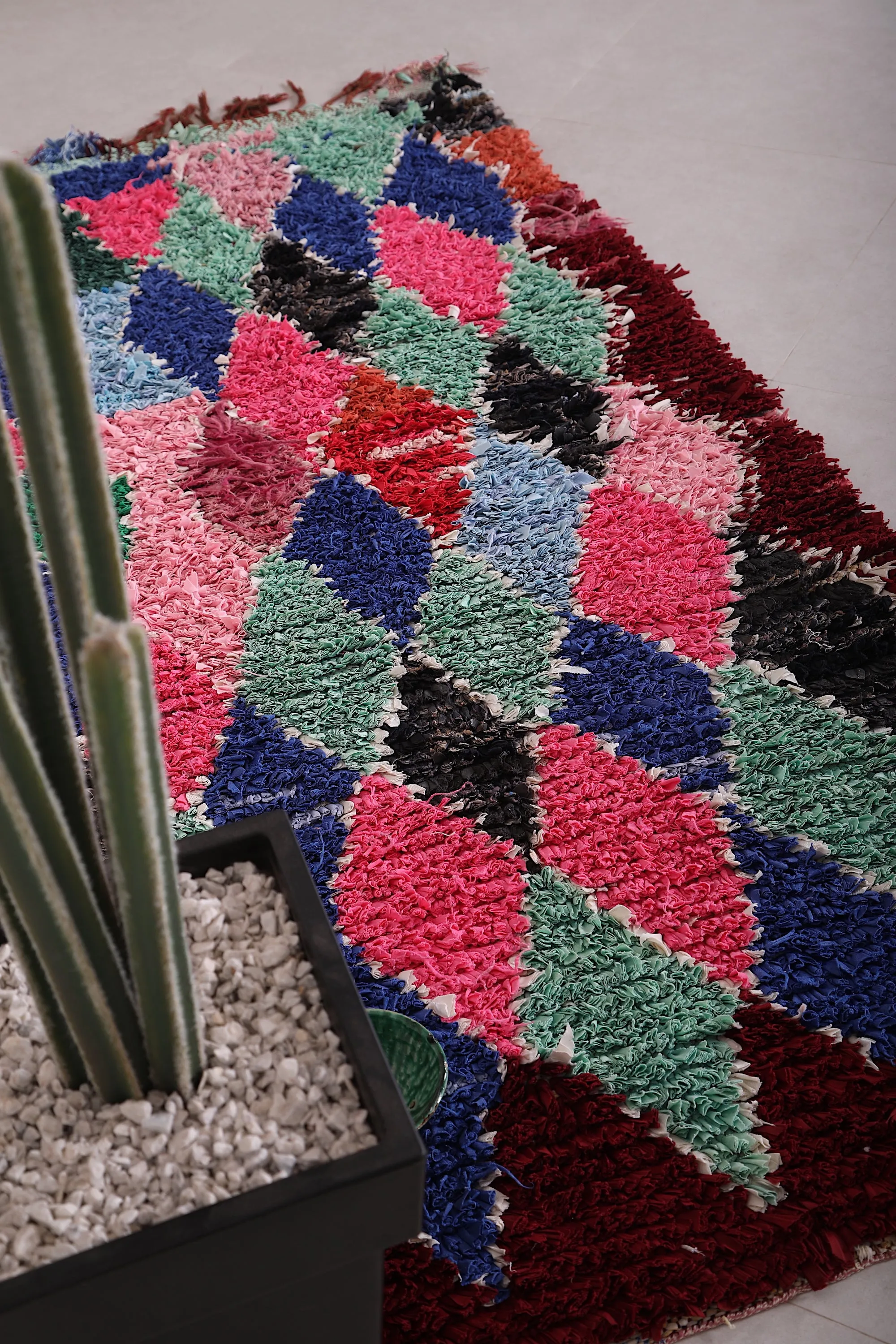 Vintage Boucherouite Runner Rug - 3.4 X 7.1 Feet
