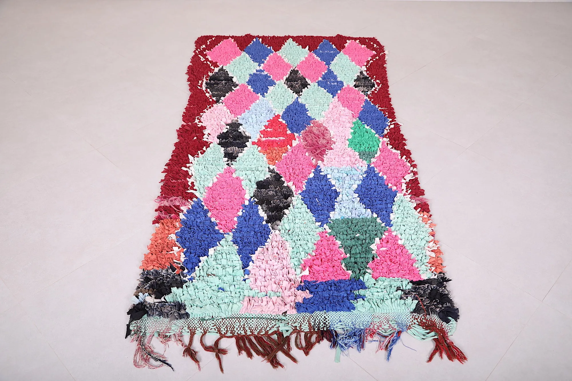 Vintage Boucherouite Runner Rug - 3.4 X 7.1 Feet