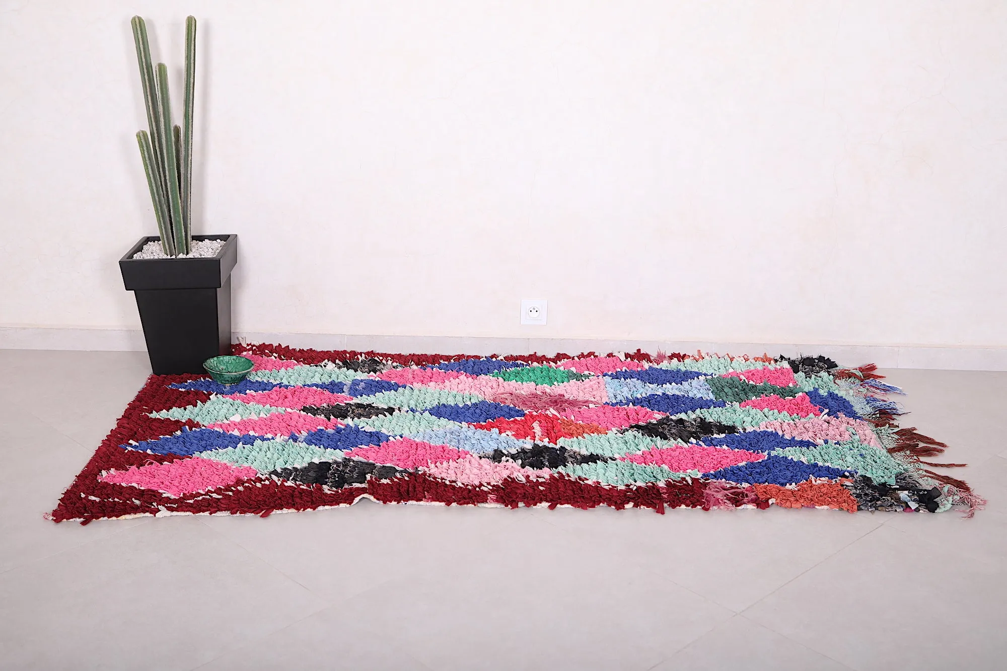 Vintage Boucherouite Runner Rug - 3.4 X 7.1 Feet