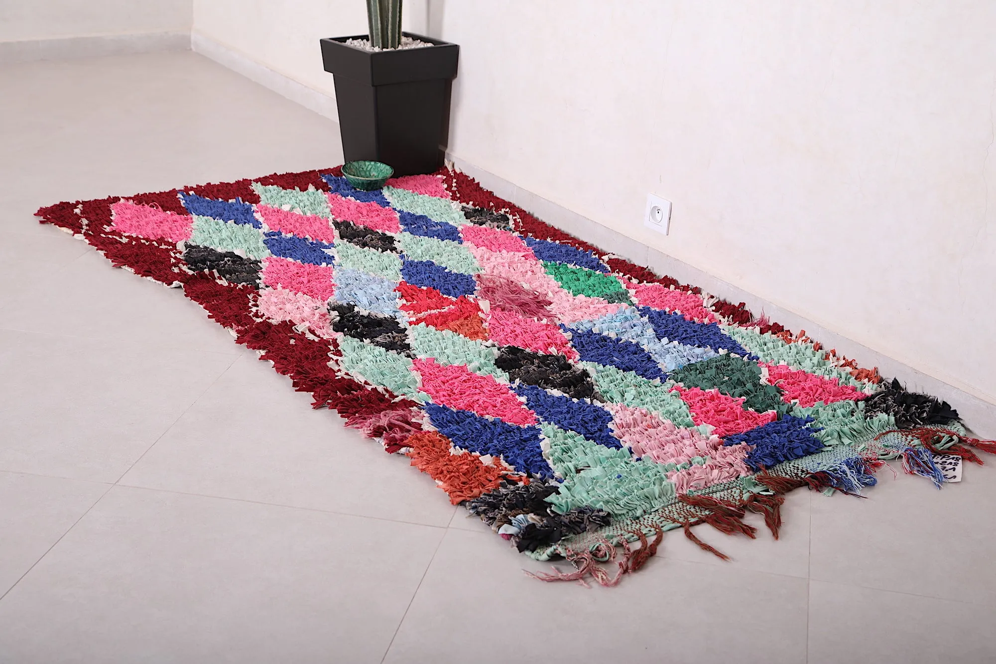 Vintage Boucherouite Runner Rug - 3.4 X 7.1 Feet