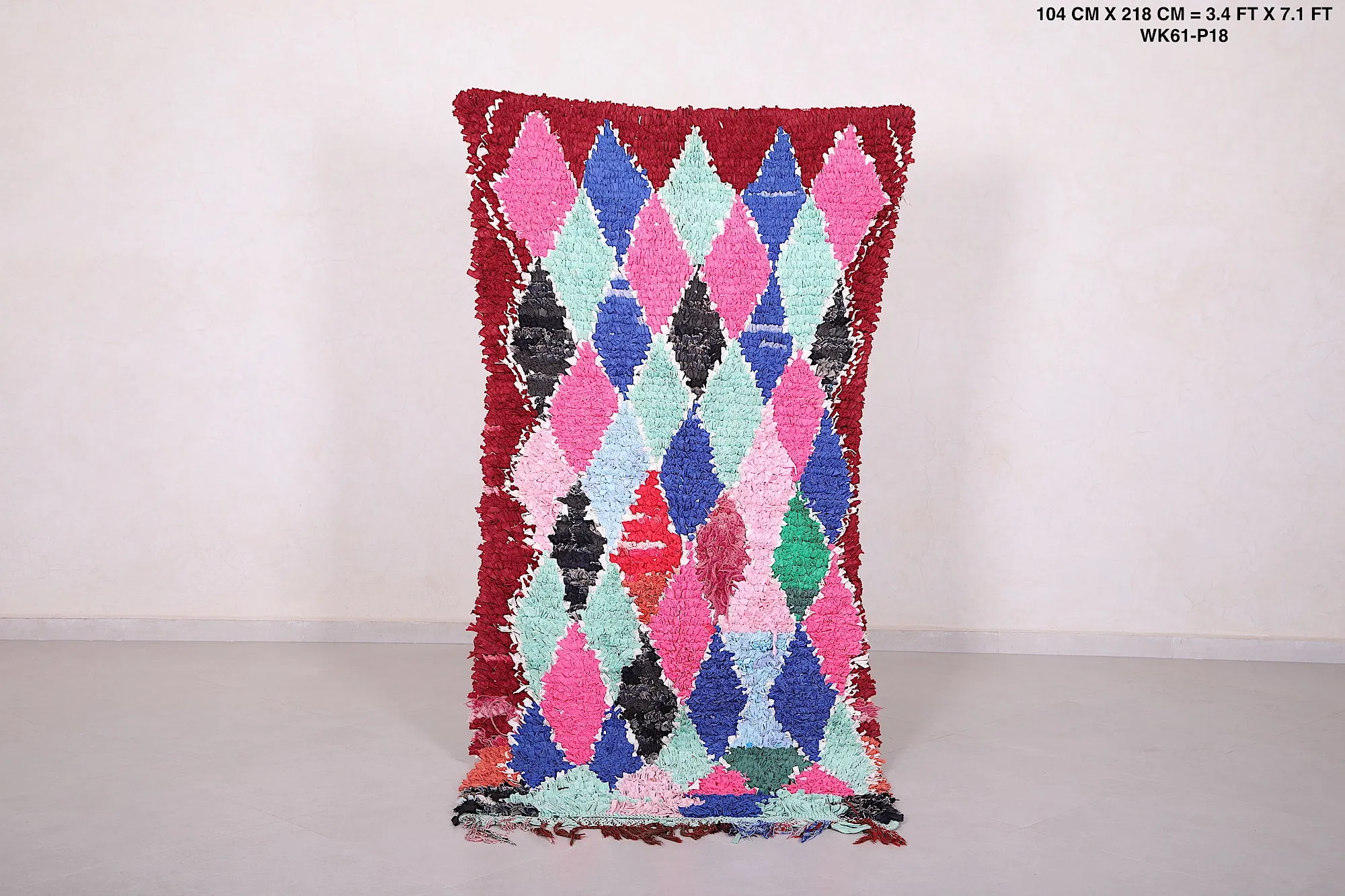 Vintage Boucherouite Runner Rug - 3.4 X 7.1 Feet