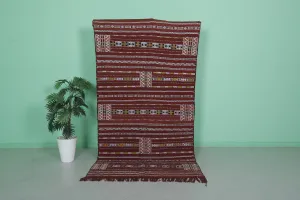 Vintage Handwoven Kilim Rug 4.4 FT x 8.1 FT – Unique Moroccan Design