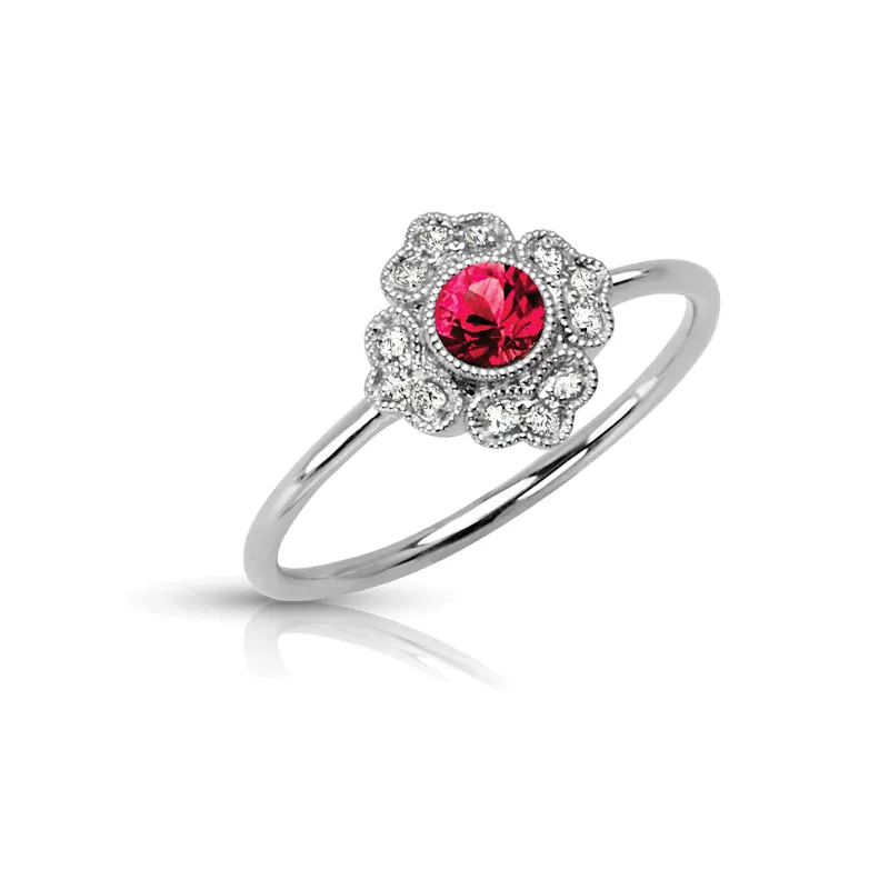 Vintage Inspired 0.25 ct. Natural Round Ruby Ring