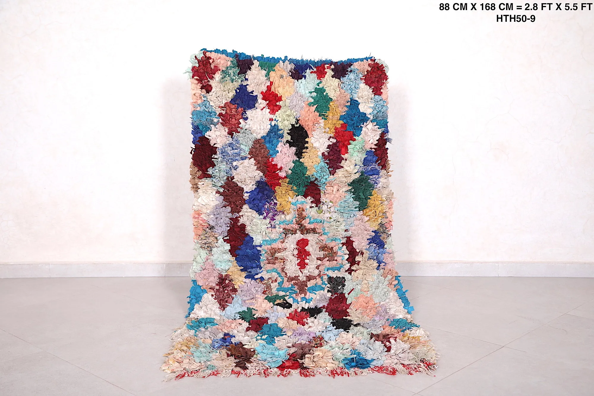 Vintage Moroccan Area Rug - 2.8x5.5 ft | Handwoven Diamond Design