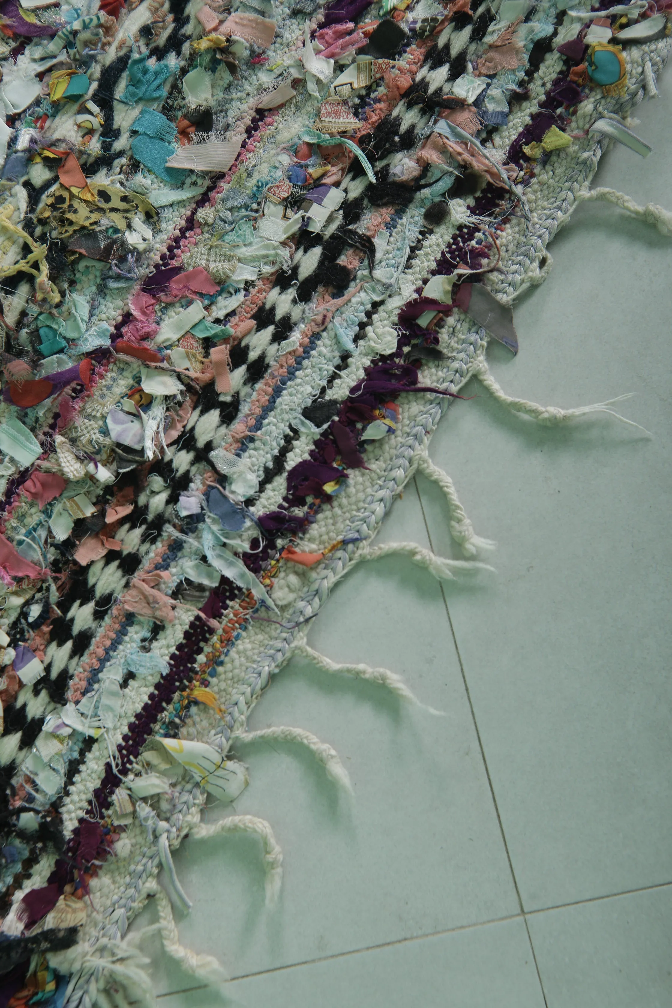 Vintage Moroccan Boucherouite Rug - 2.4x5.3 ft | Handwoven Eco-Friendly
