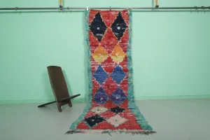 Vintage Moroccan Colorful Runner Rug - 3 x 9.8 Feet