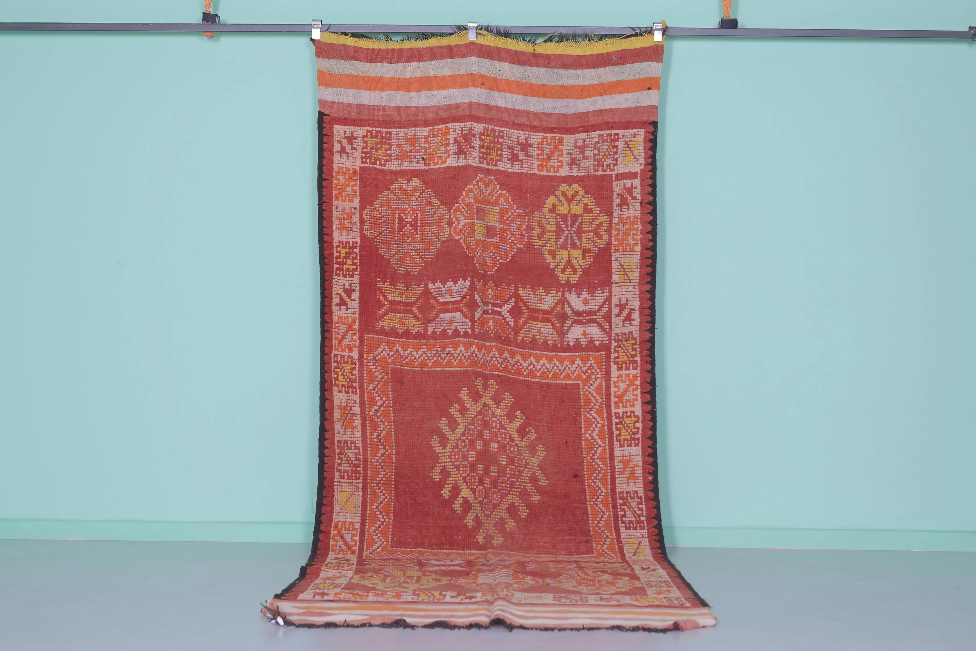 Vintage Moroccan Hallway Rug – 4.3 x 11.3 Feet | Handwoven Berber Carpet
