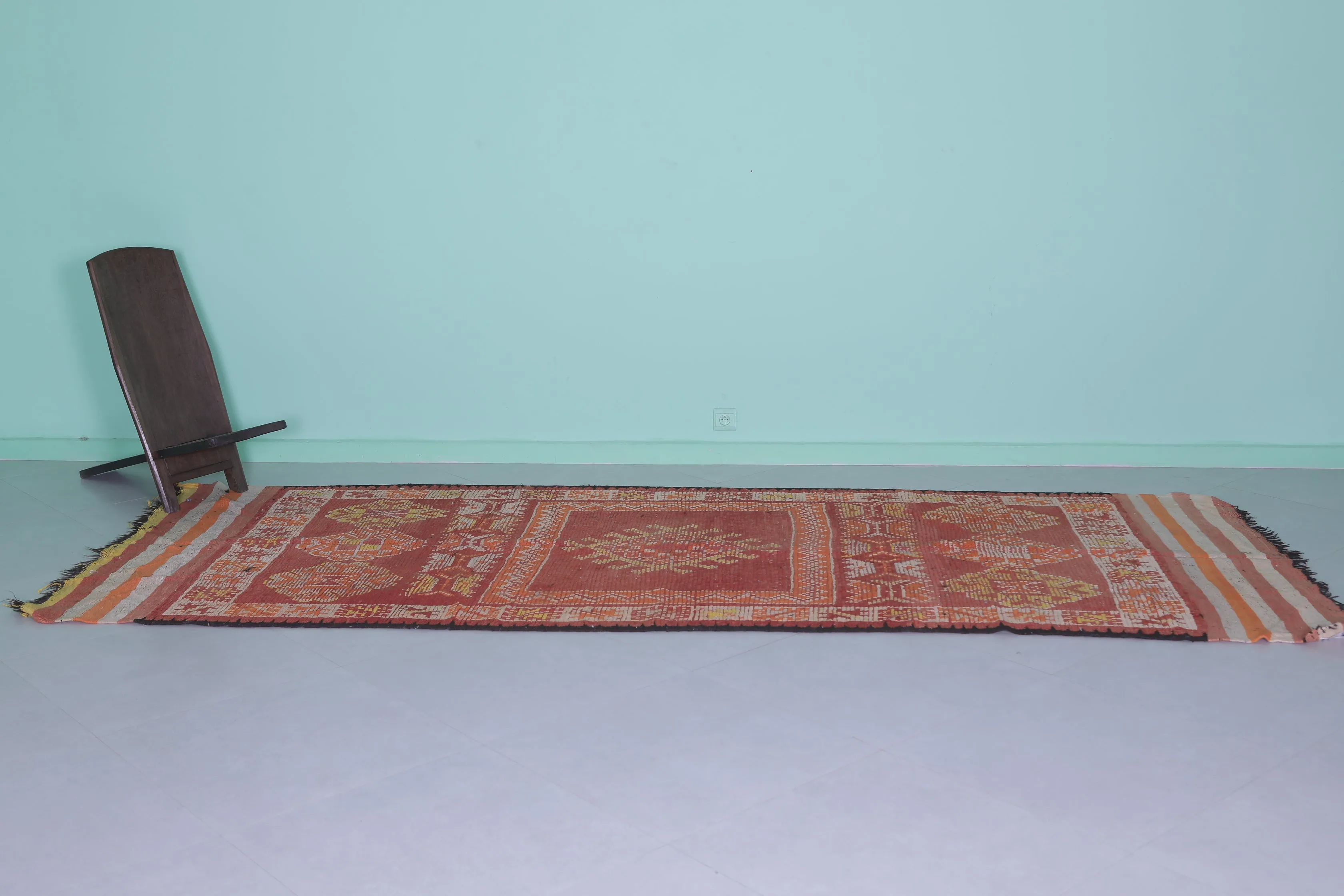 Vintage Moroccan Hallway Rug – 4.3 x 11.3 Feet | Handwoven Berber Carpet