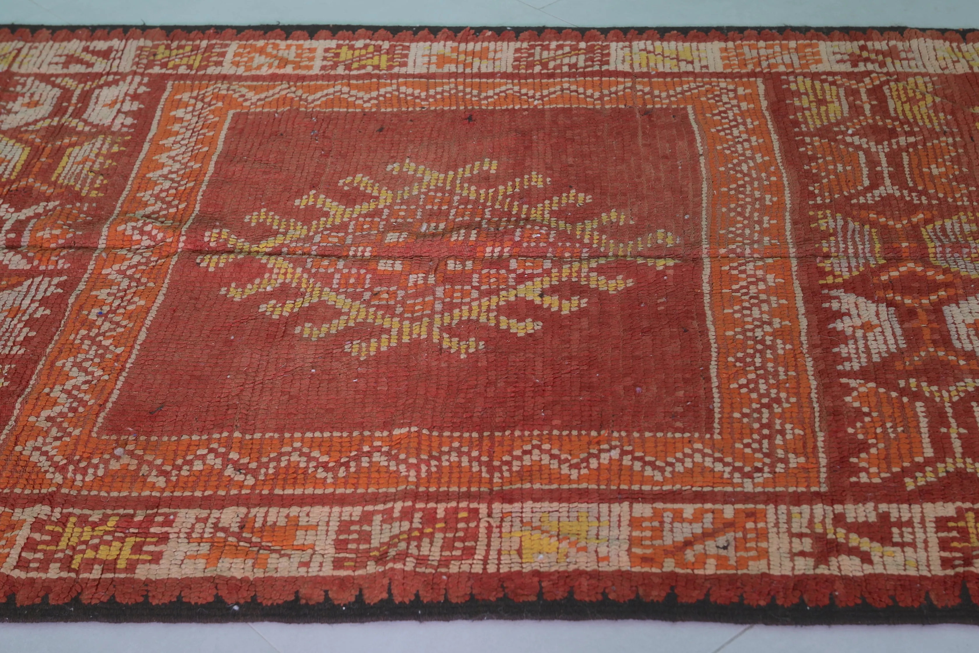 Vintage Moroccan Hallway Rug – 4.3 x 11.3 Feet | Handwoven Berber Carpet