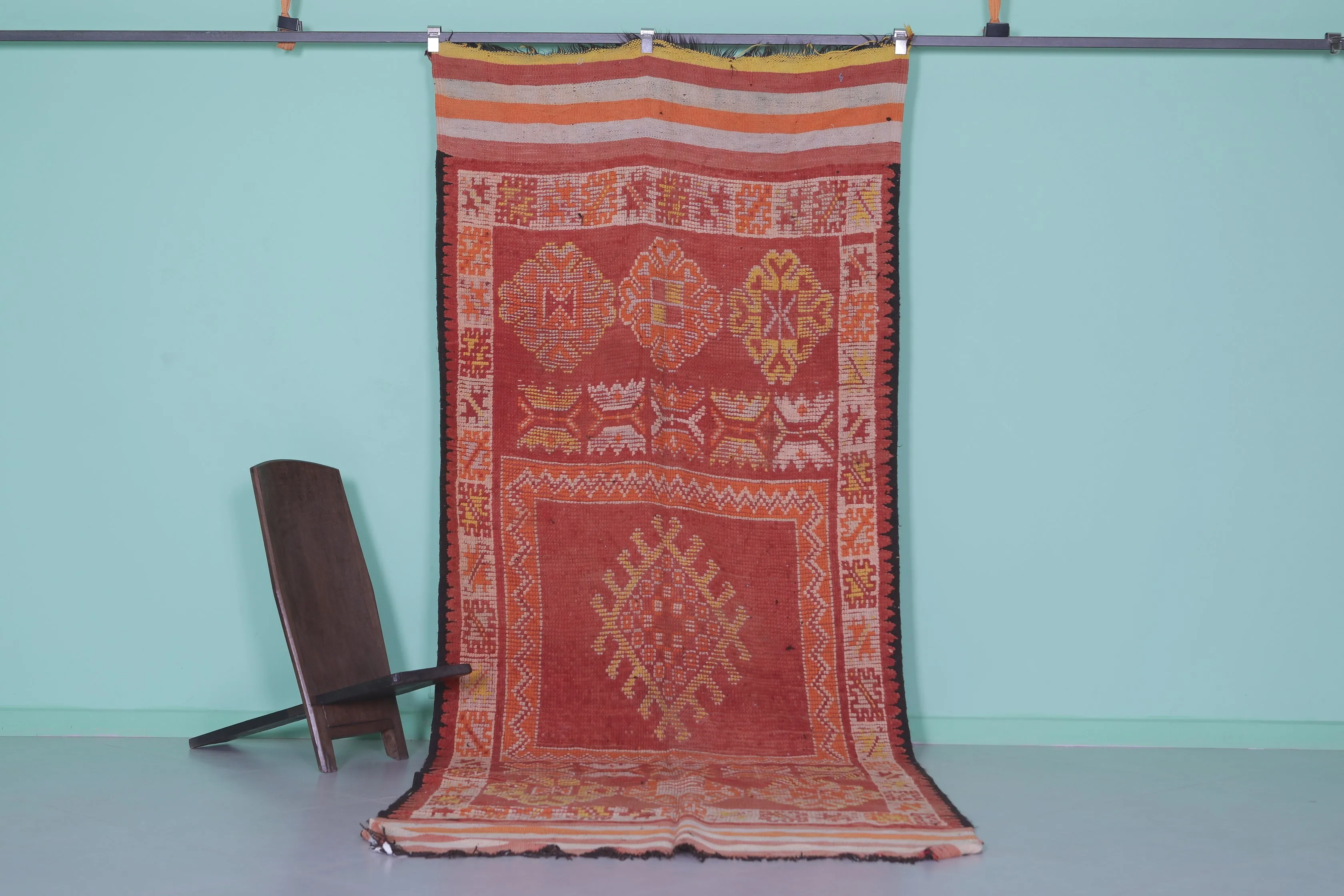 Vintage Moroccan Hallway Rug – 4.3 x 11.3 Feet | Handwoven Berber Carpet
