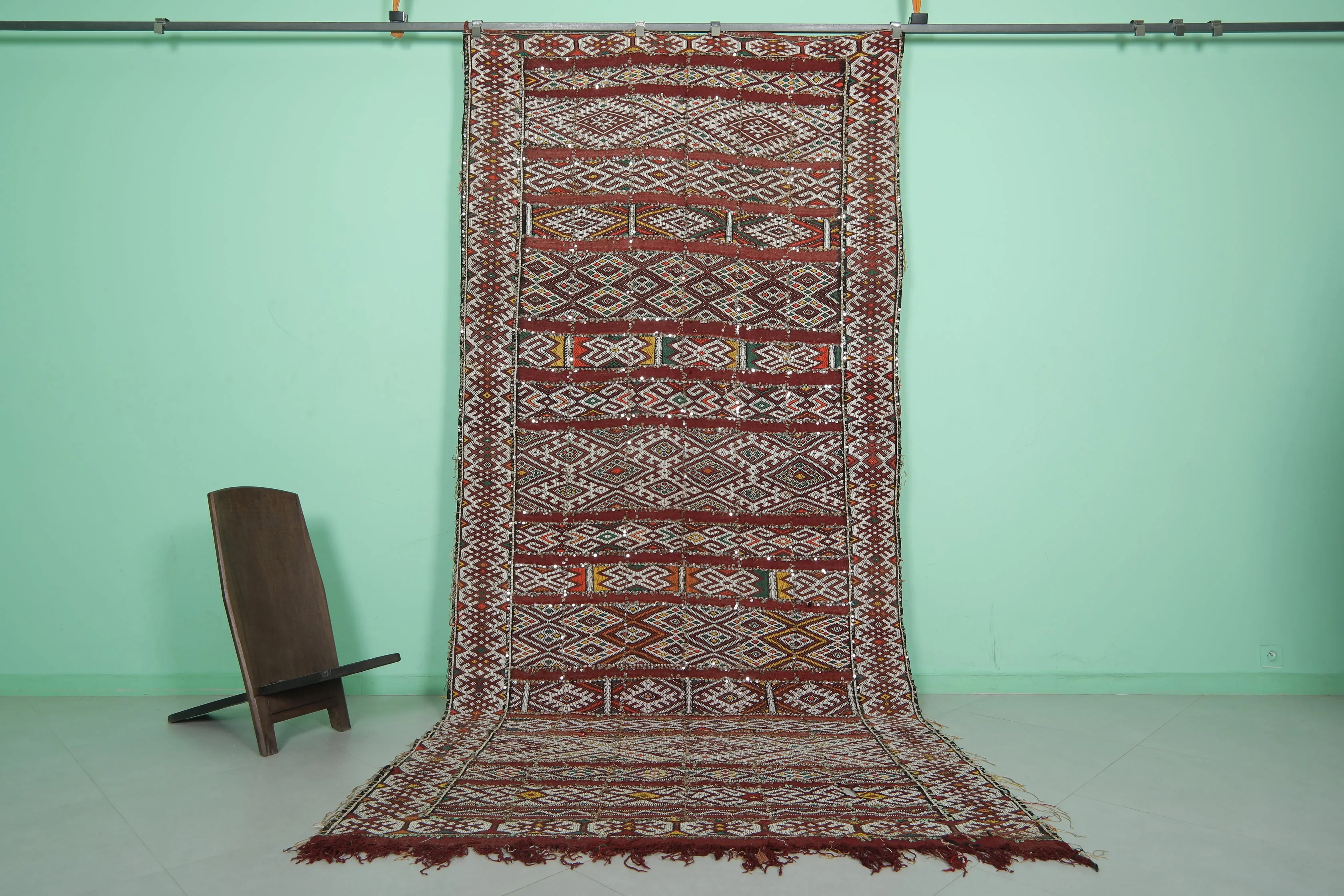 Vintage Moroccan Kilim - 5.5 FT X 12.2 FT - Authentic Handwoven Rug