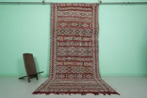 Vintage Moroccan Kilim - 5.5 FT X 12.2 FT - Authentic Handwoven Rug