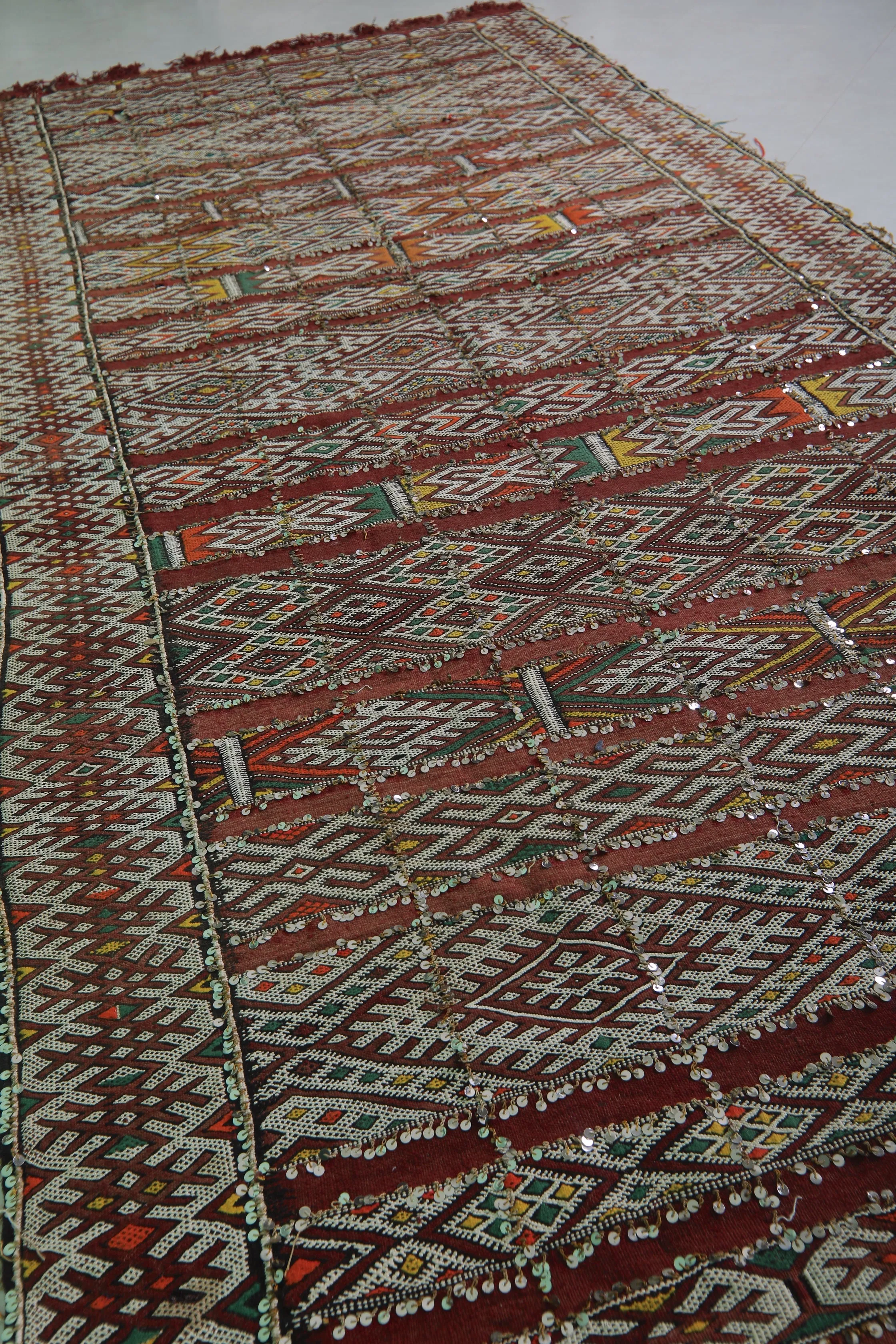 Vintage Moroccan Kilim - 5.5 FT X 12.2 FT - Authentic Handwoven Rug