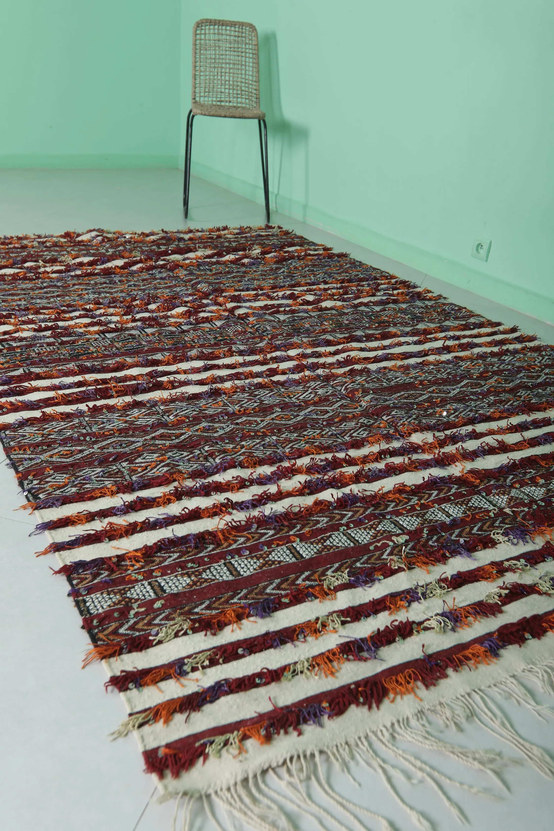Vintage Moroccan Kilim - Handwoven Striped Design - 5.3x9.1 ft