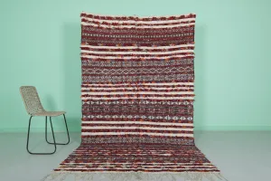 Vintage Moroccan Kilim - Handwoven Striped Design - 5.3x9.1 ft