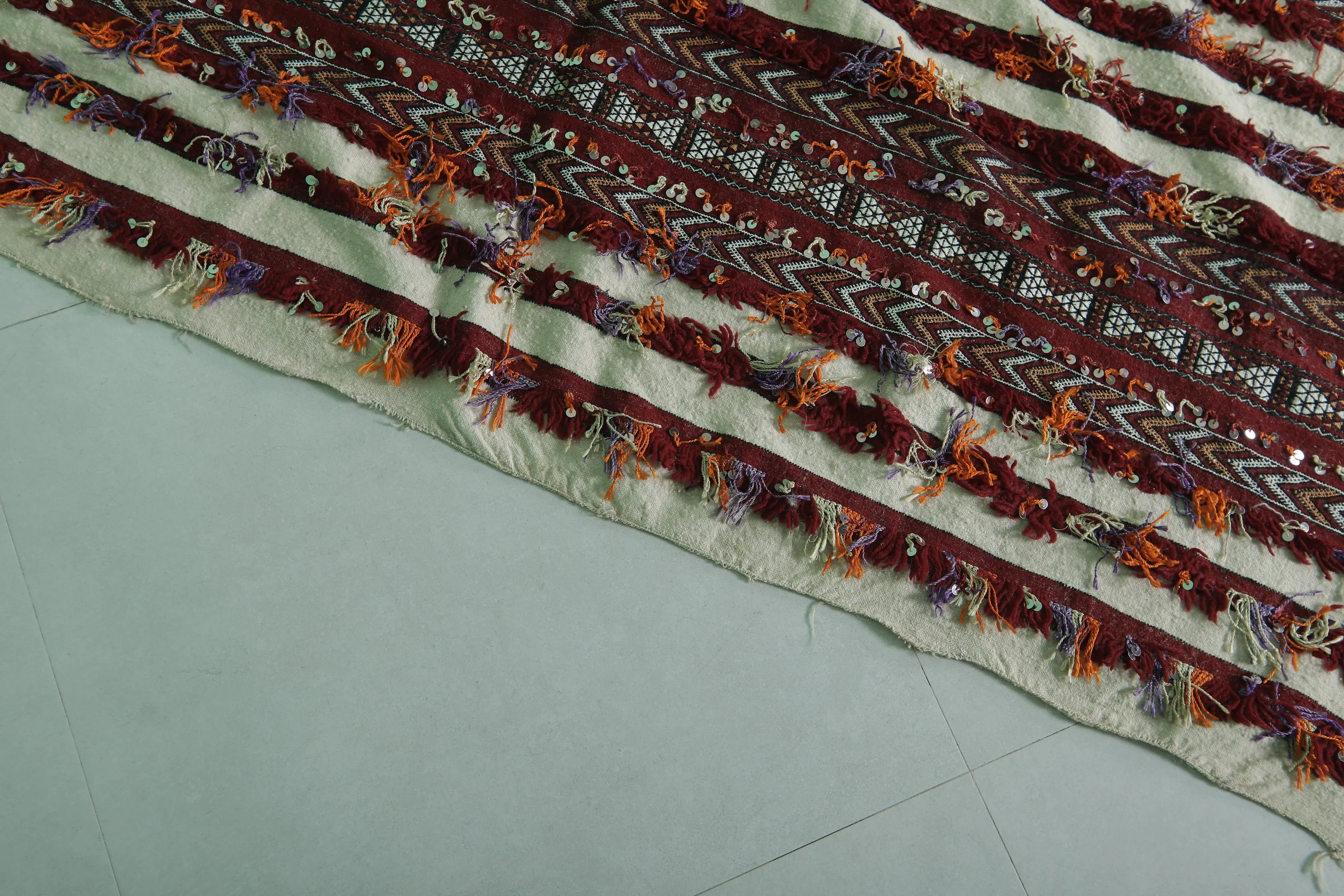 Vintage Moroccan Kilim - Handwoven Striped Design - 5.3x9.1 ft