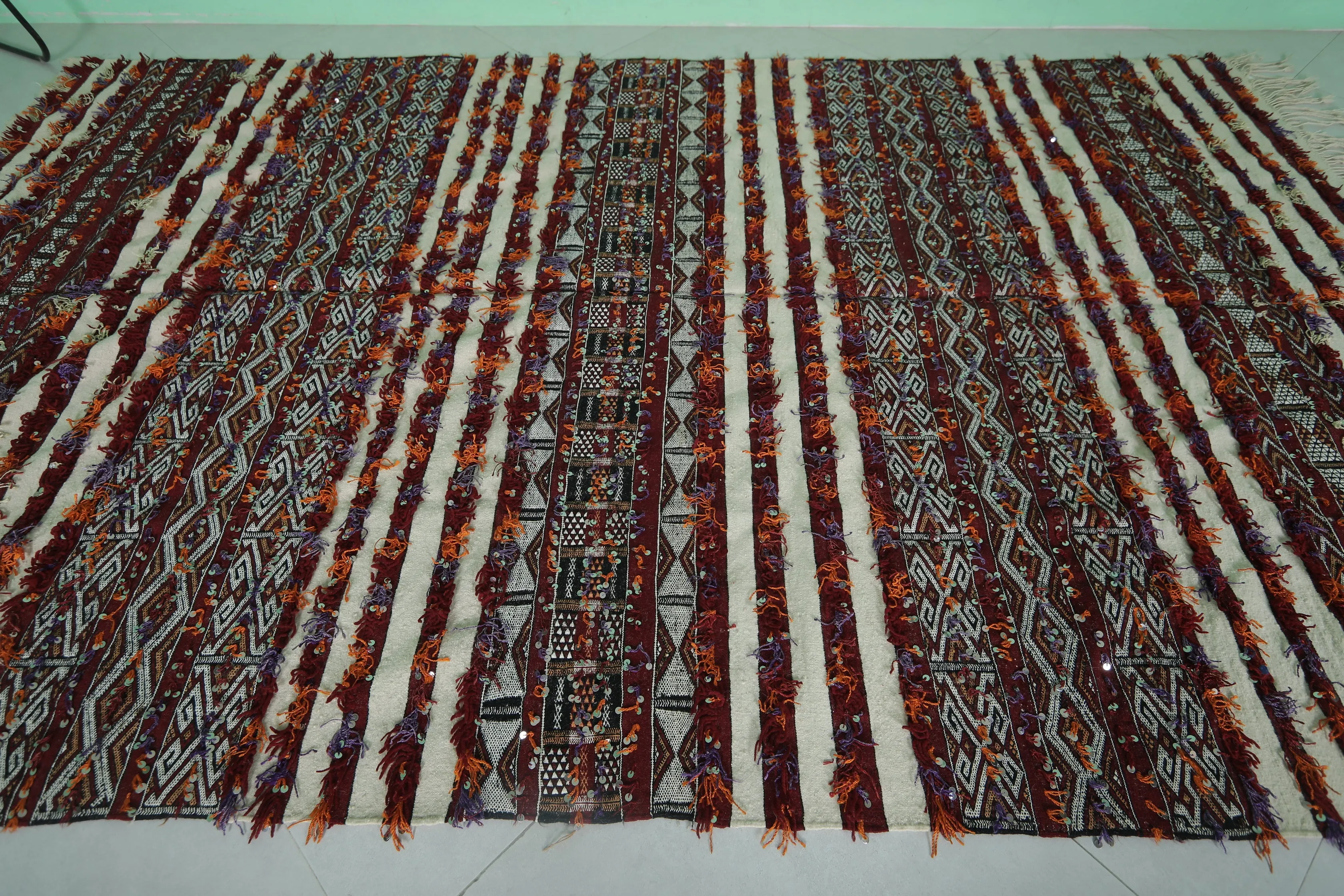 Vintage Moroccan Kilim - Handwoven Striped Design - 5.3x9.1 ft