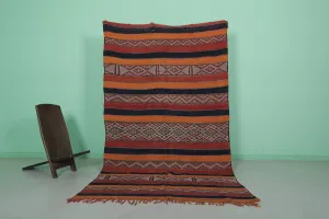Vintage Moroccan Kilim Rug - 5.2 FT × 8.8 FT | Handwoven Heritage