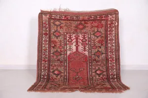 Vintage Moroccan Rug 3.7 x 4.7 FT - Ornate Floral Motif