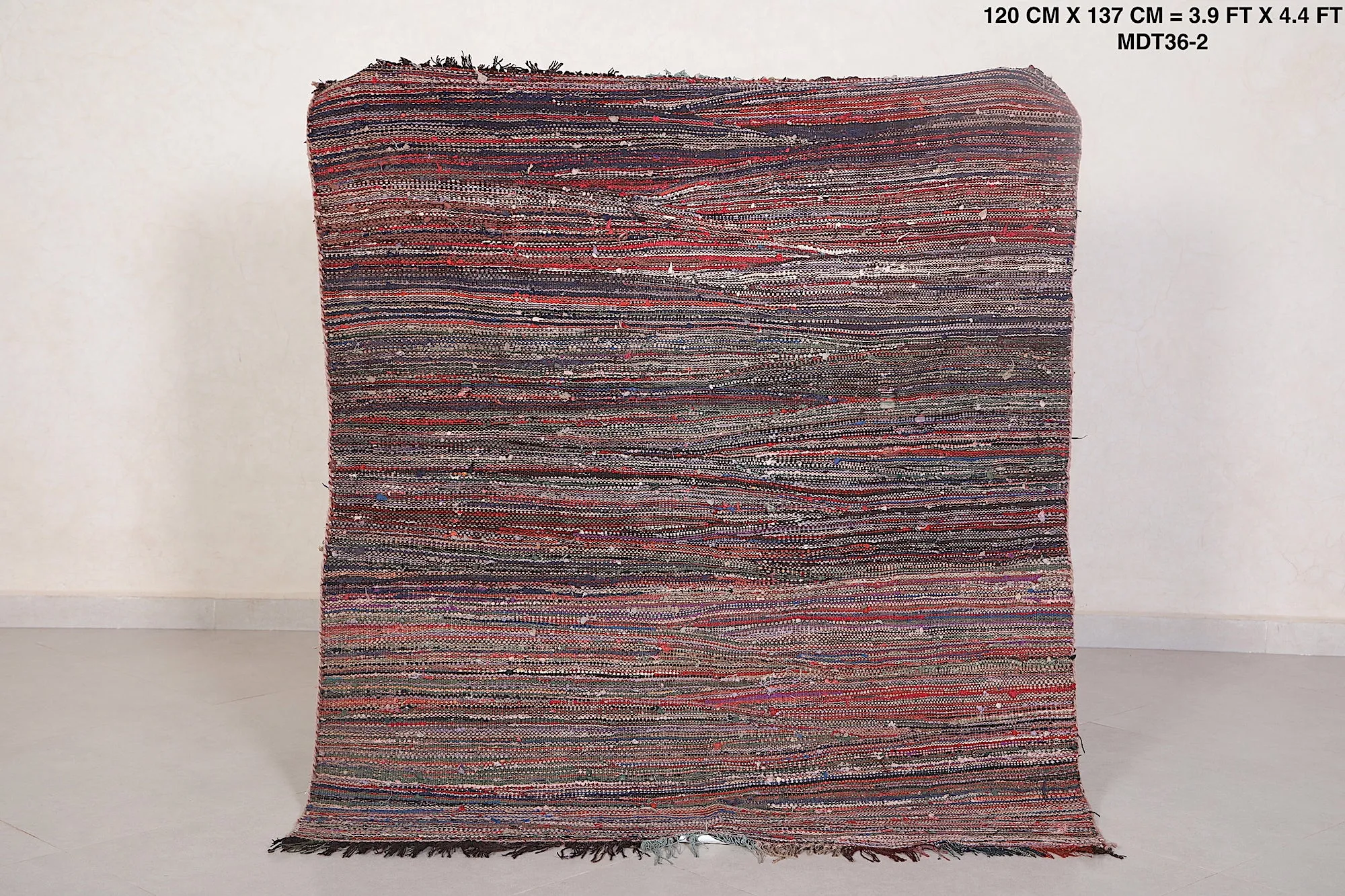 Vintage Moroccan Rug - 3.9 FT × 4.4 FT | Handwoven Unique Design