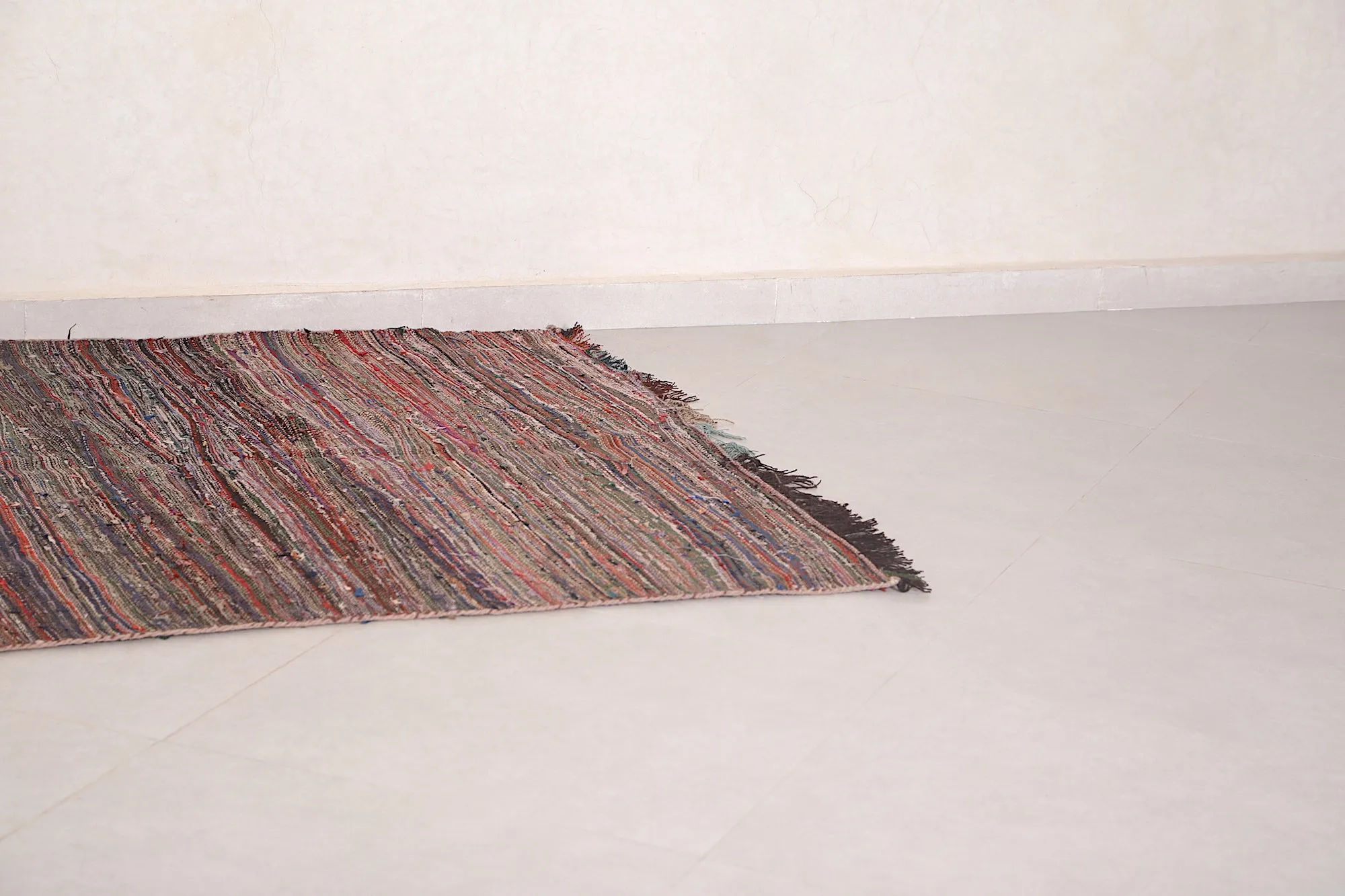 Vintage Moroccan Rug - 3.9 FT × 4.4 FT | Handwoven Unique Design