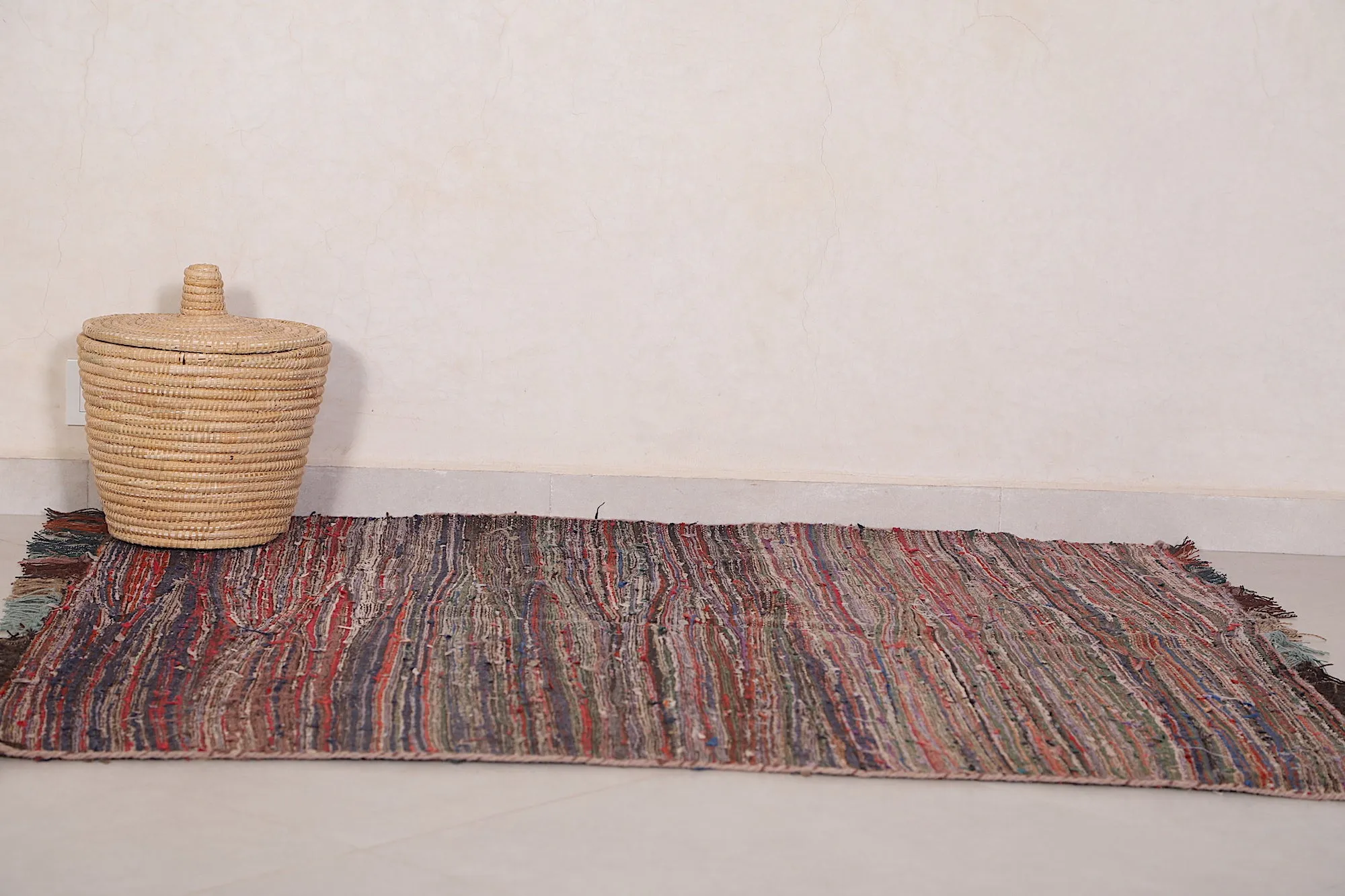 Vintage Moroccan Rug - 3.9 FT × 4.4 FT | Handwoven Unique Design