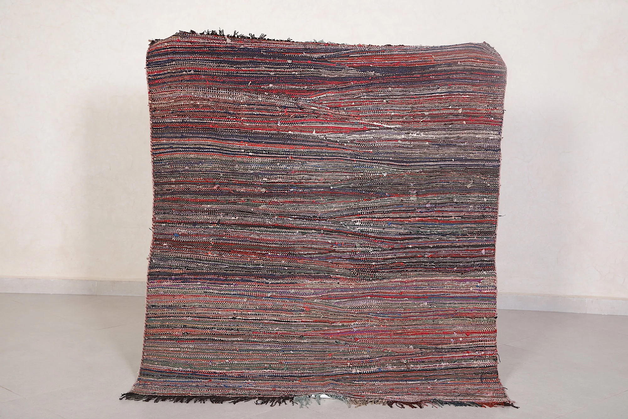 Vintage Moroccan Rug - 3.9 FT × 4.4 FT | Handwoven Unique Design
