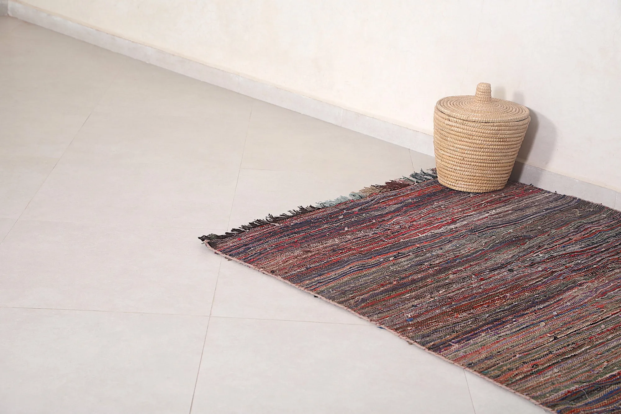 Vintage Moroccan Rug - 3.9 FT × 4.4 FT | Handwoven Unique Design