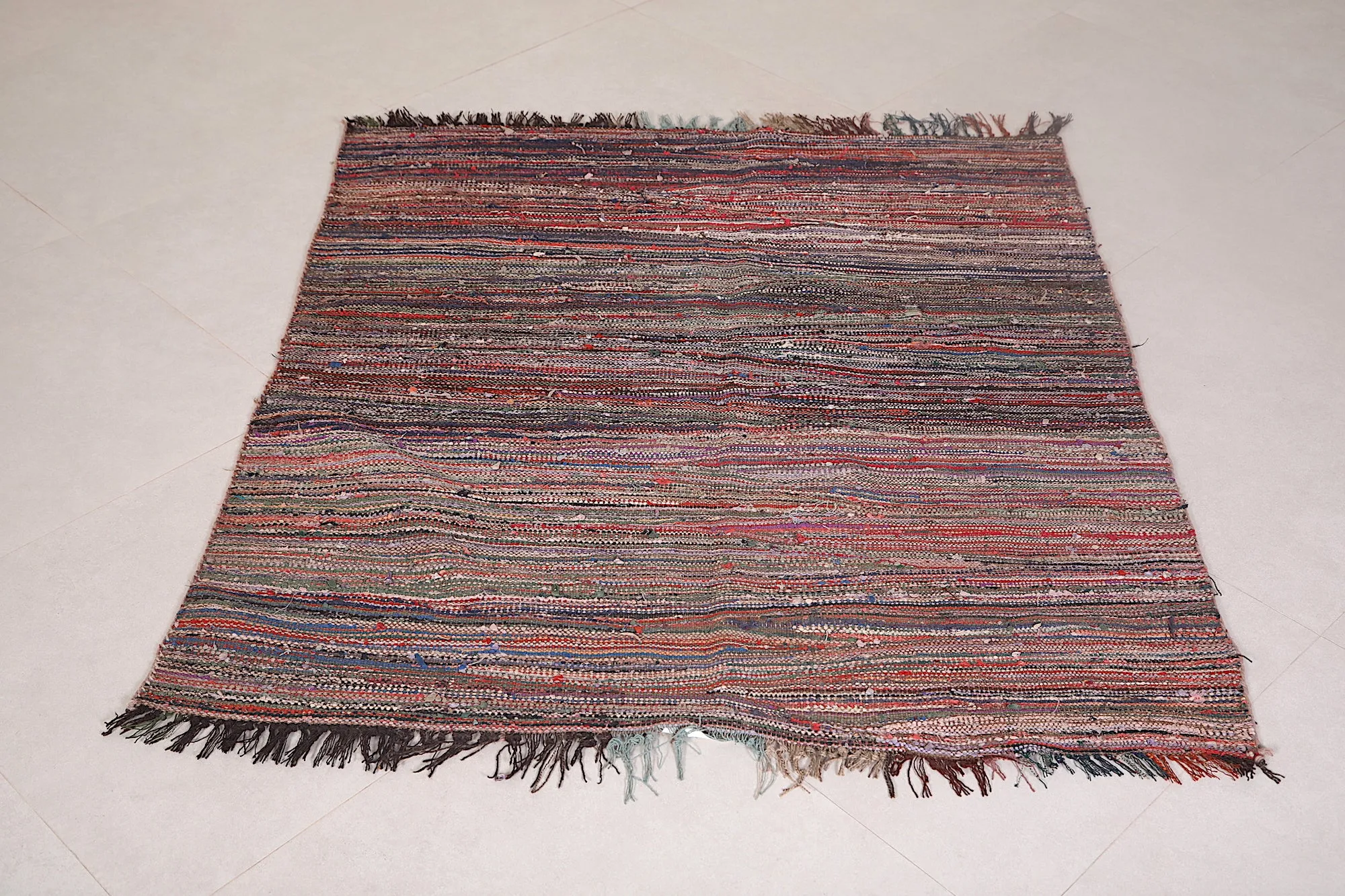 Vintage Moroccan Rug - 3.9 FT × 4.4 FT | Handwoven Unique Design