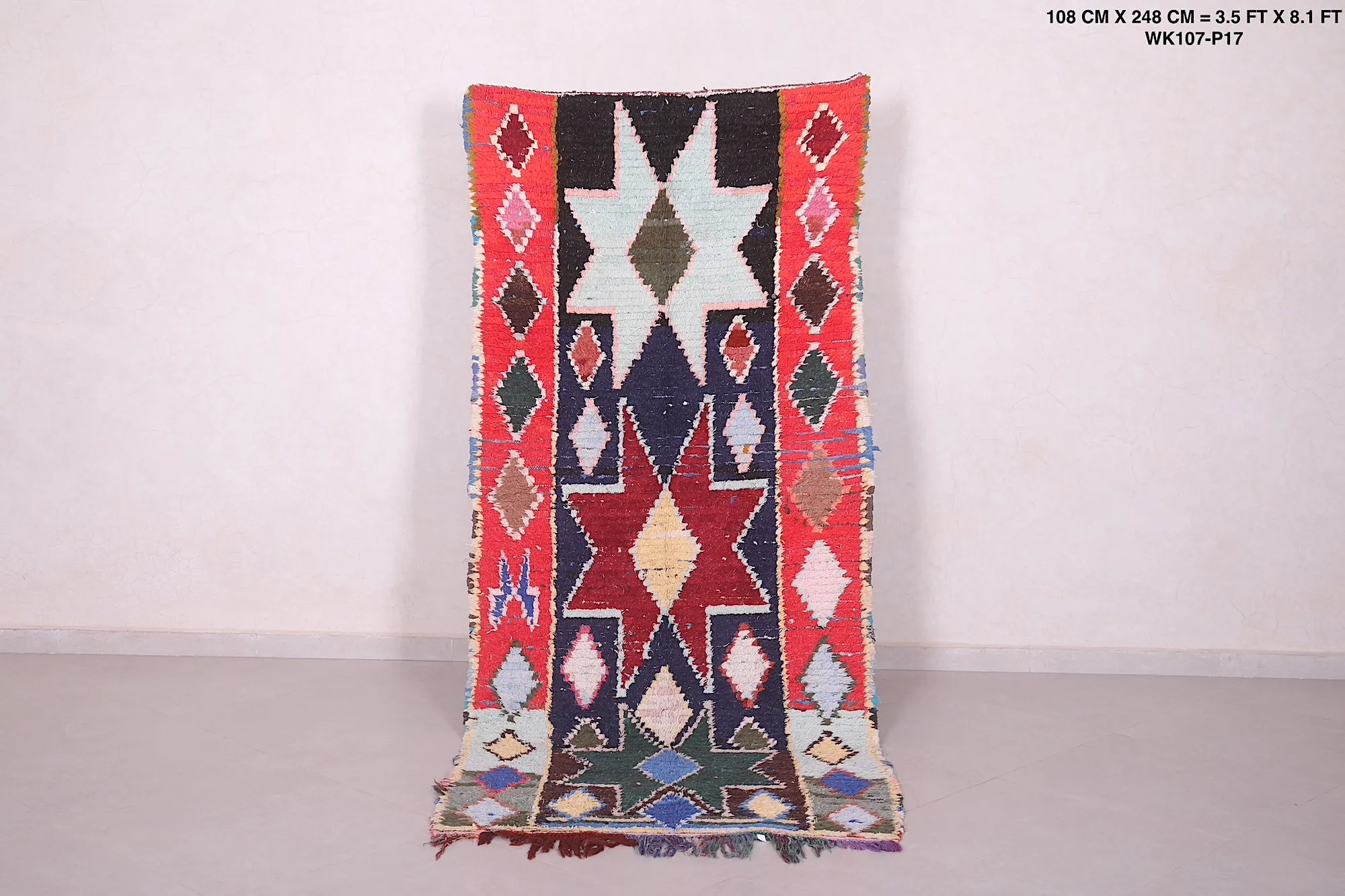 Vintage Moroccan Rug Runner - 3.5 X 8.1 Feet