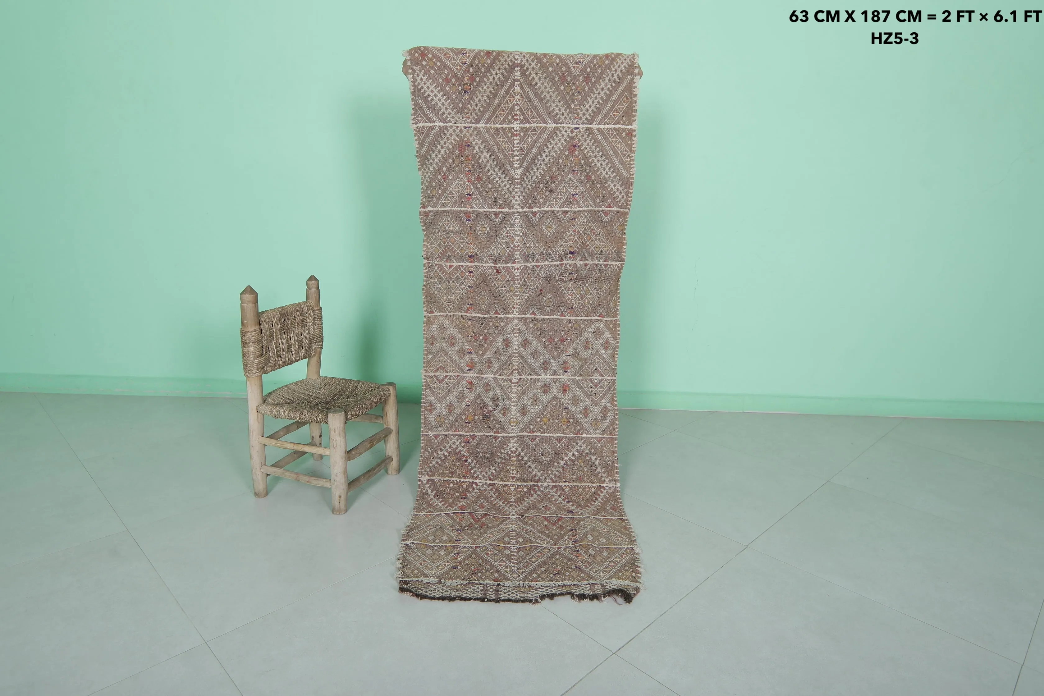 Vintage Moroccan Runner Rug 2 X 6.1 Feet