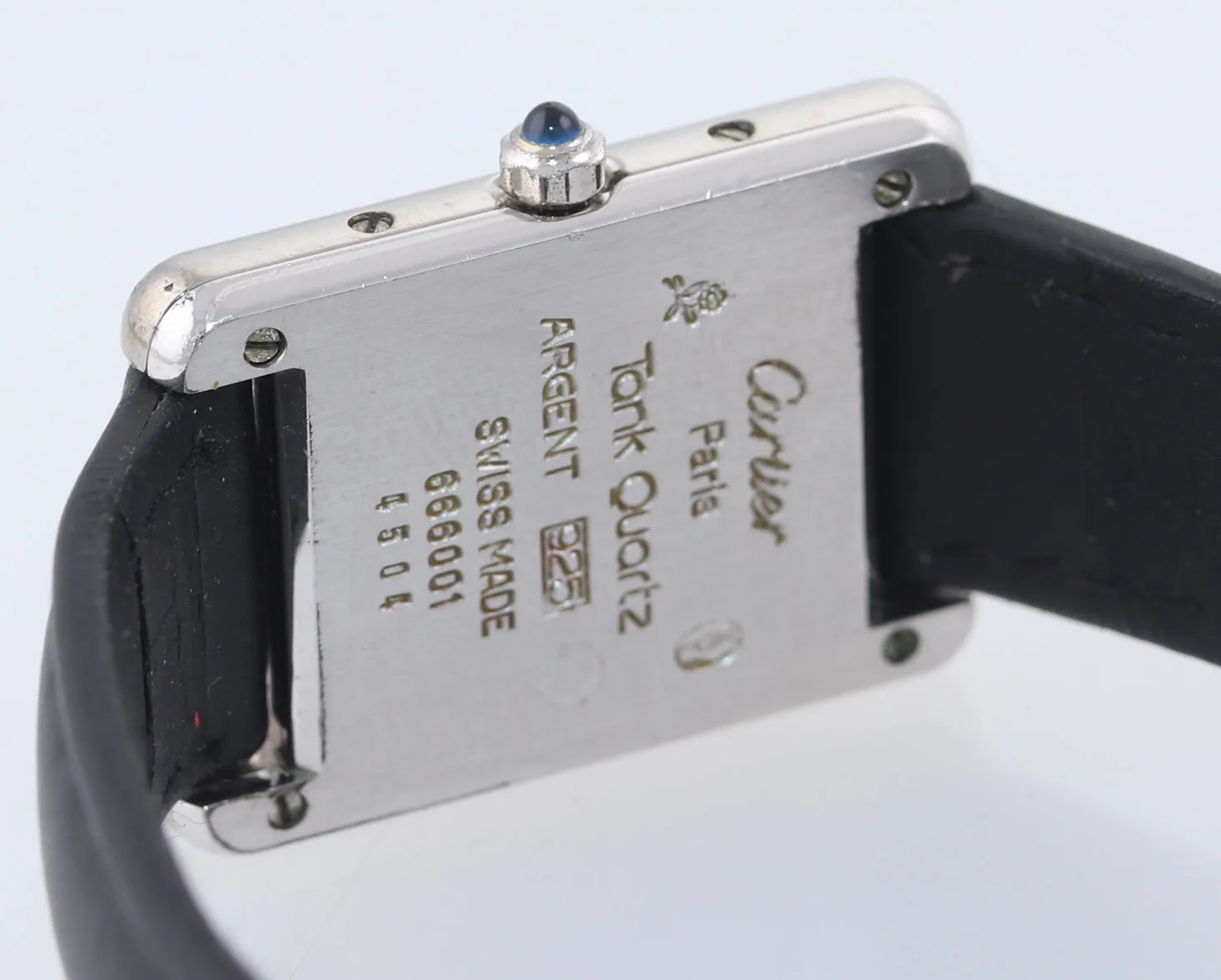 Vintage Must de Cartier Tank 666001 Silver Argent Quartz Blue White Roman Watch
