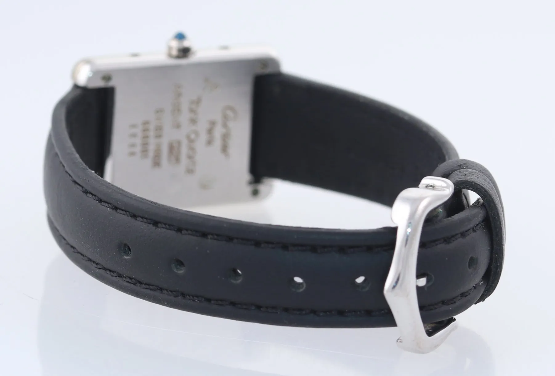 Vintage Must de Cartier Tank 666001 Silver Argent Quartz Blue White Roman Watch