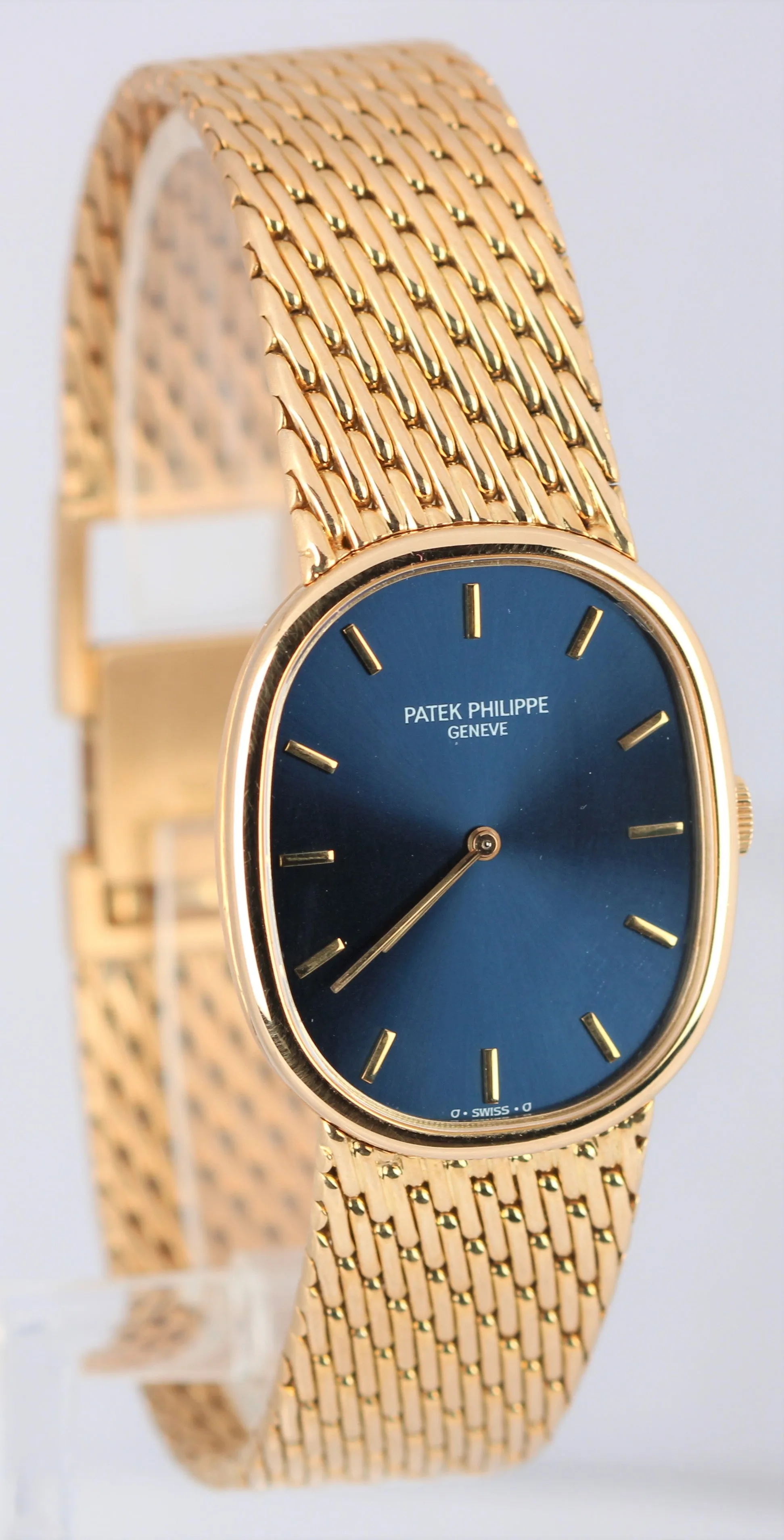 Vintage Patek Philippe Ellipse 3848/8 18K Gold Blue Dial 27x32mm Watch Box