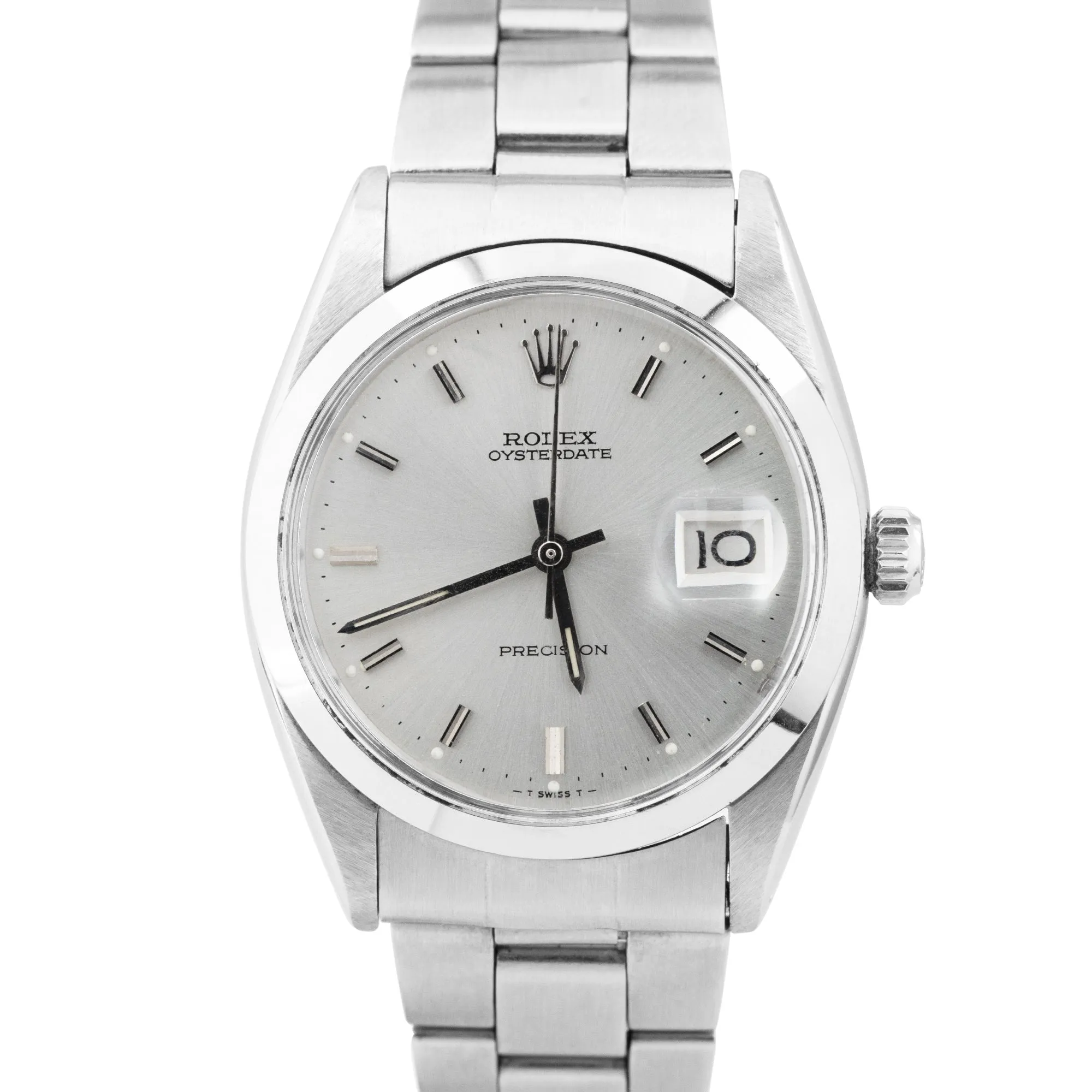 Vintage Rolex Oysterdate Precision Silver Stainless Steel 34mm Watch 6694