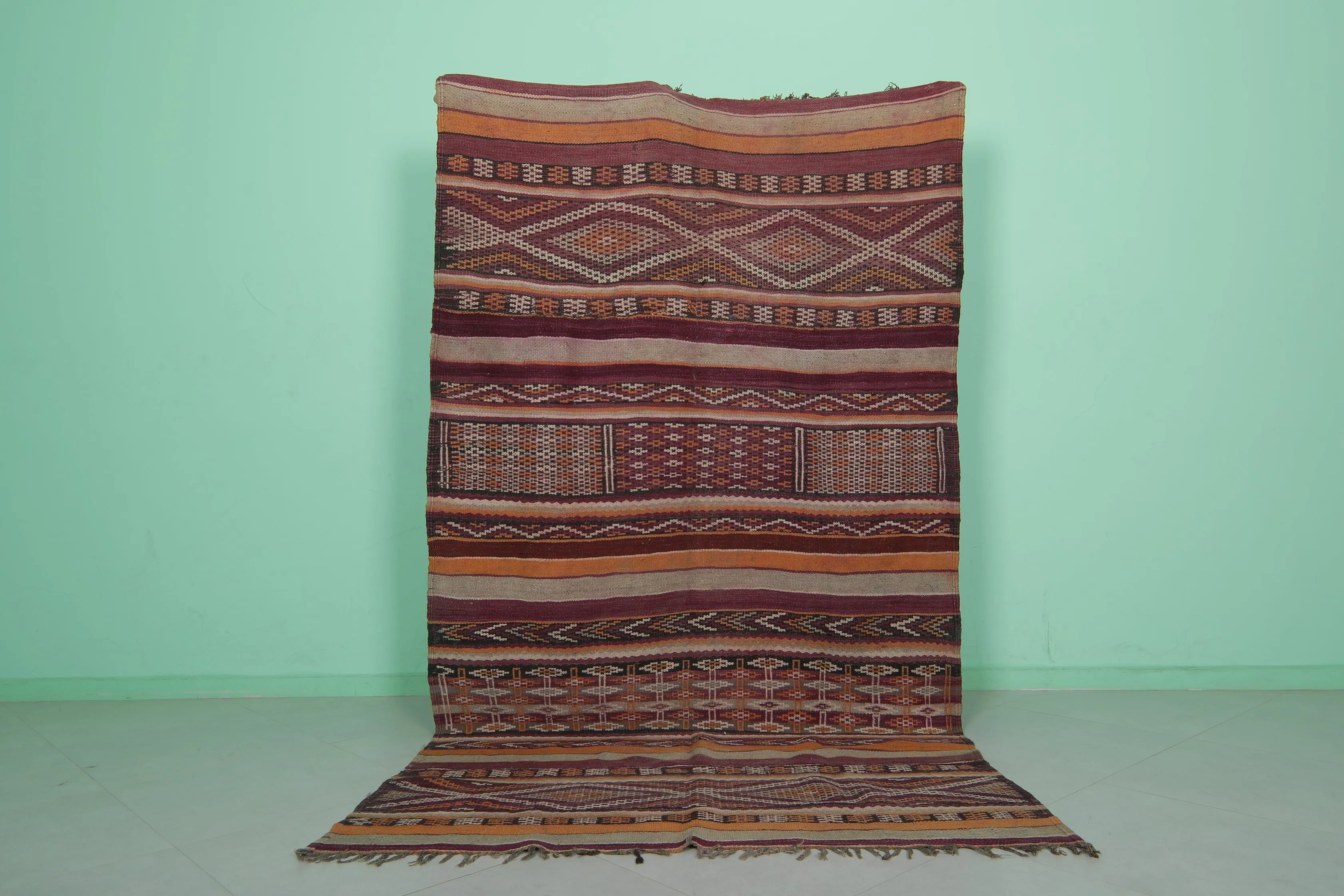 Vintage Zemmour Berber Kilim - 5.2 FT X 9.6 FT