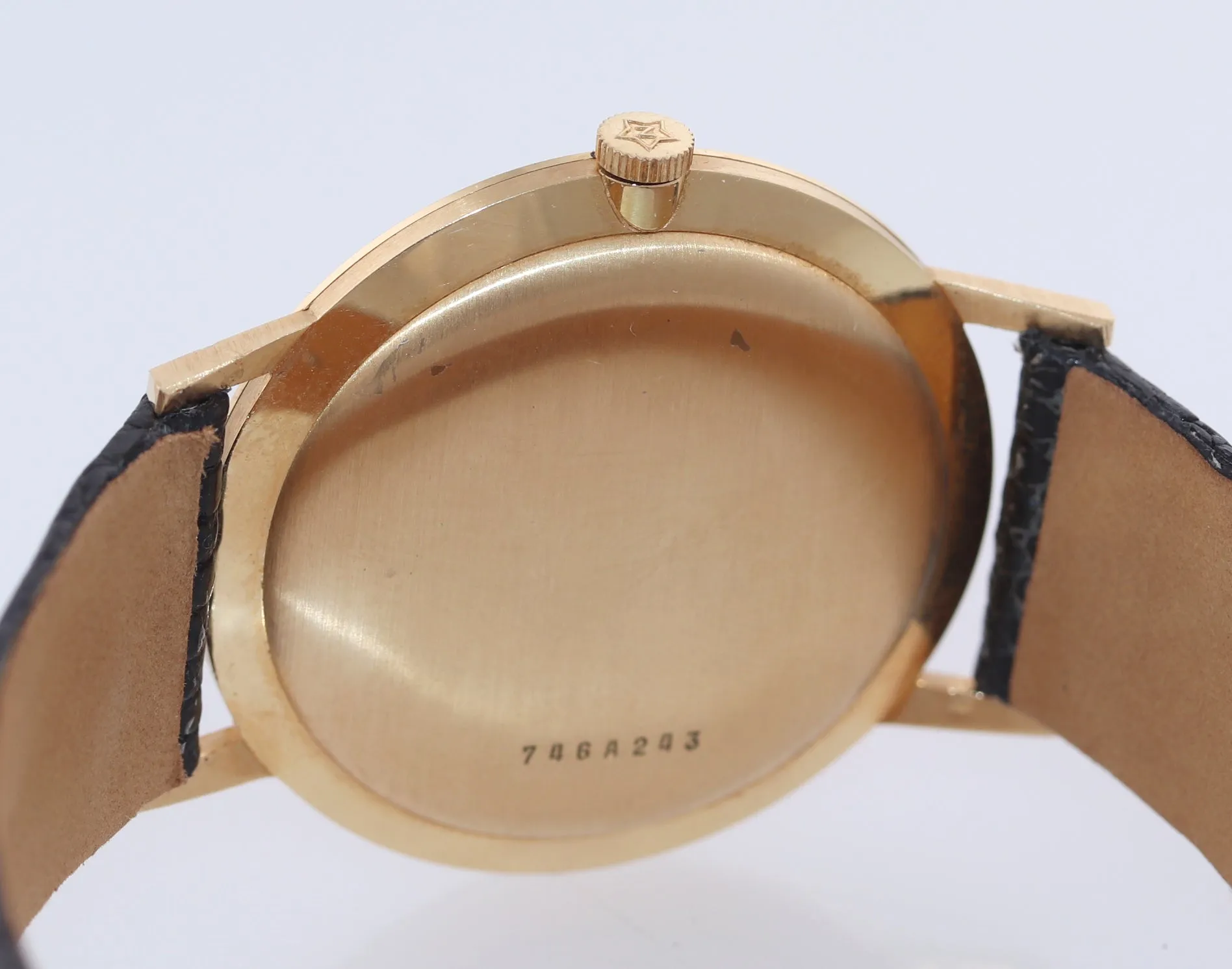 Vintage Zenith Solid 18k Yellow Gold 34mm Manual Wind Silver Stick Watch