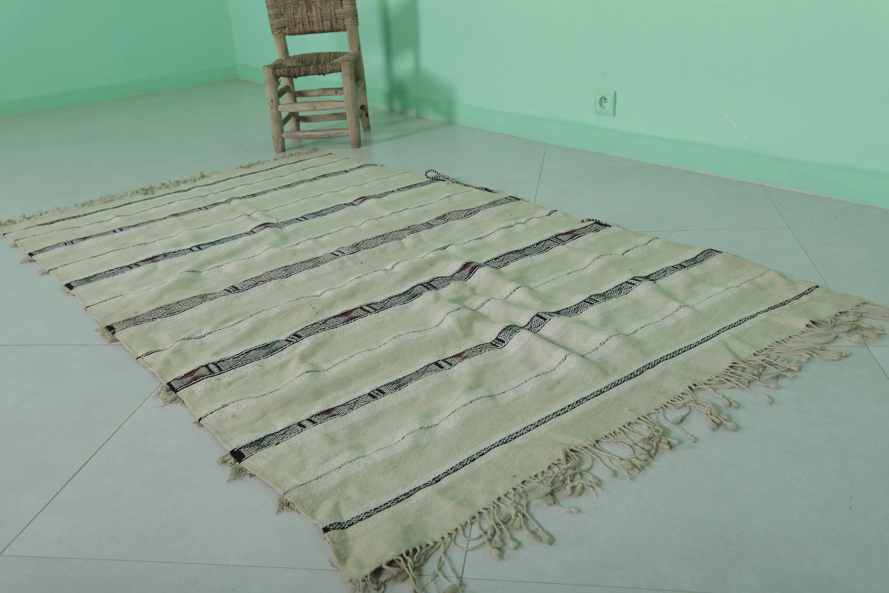 Wedding Berber Rug Tribal Blanket - Handwoven 3.6 x 6.5 ft