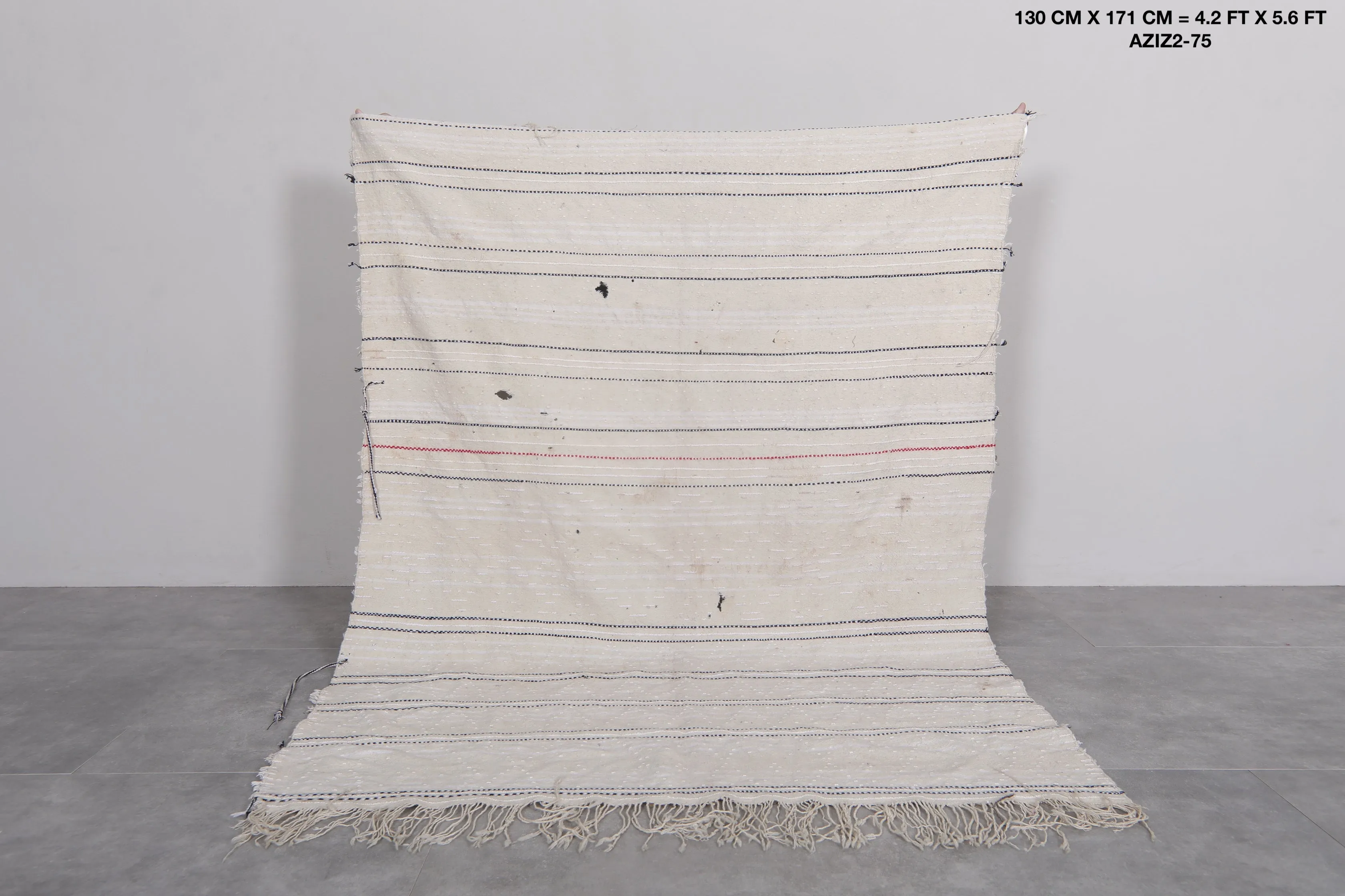 Wedding Blanket Rug - 4.2 x 5.6 FT | Authentic Moroccan Weave