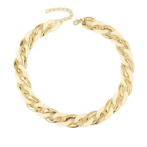 White Acrylic & 18K Gold-Plated Cuban Chain Collar Necklace