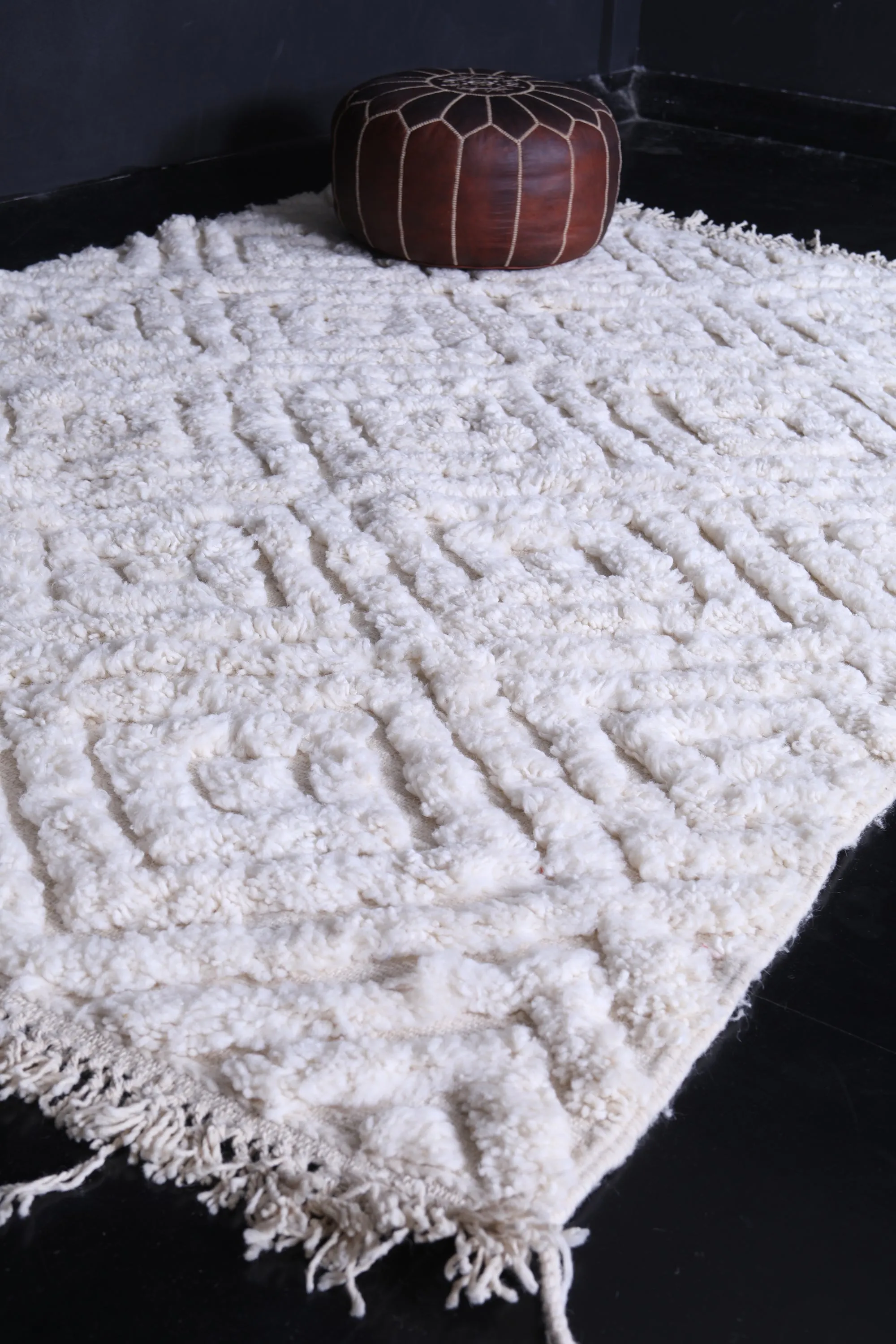 White Moroccan area rug - Custom Wool rug