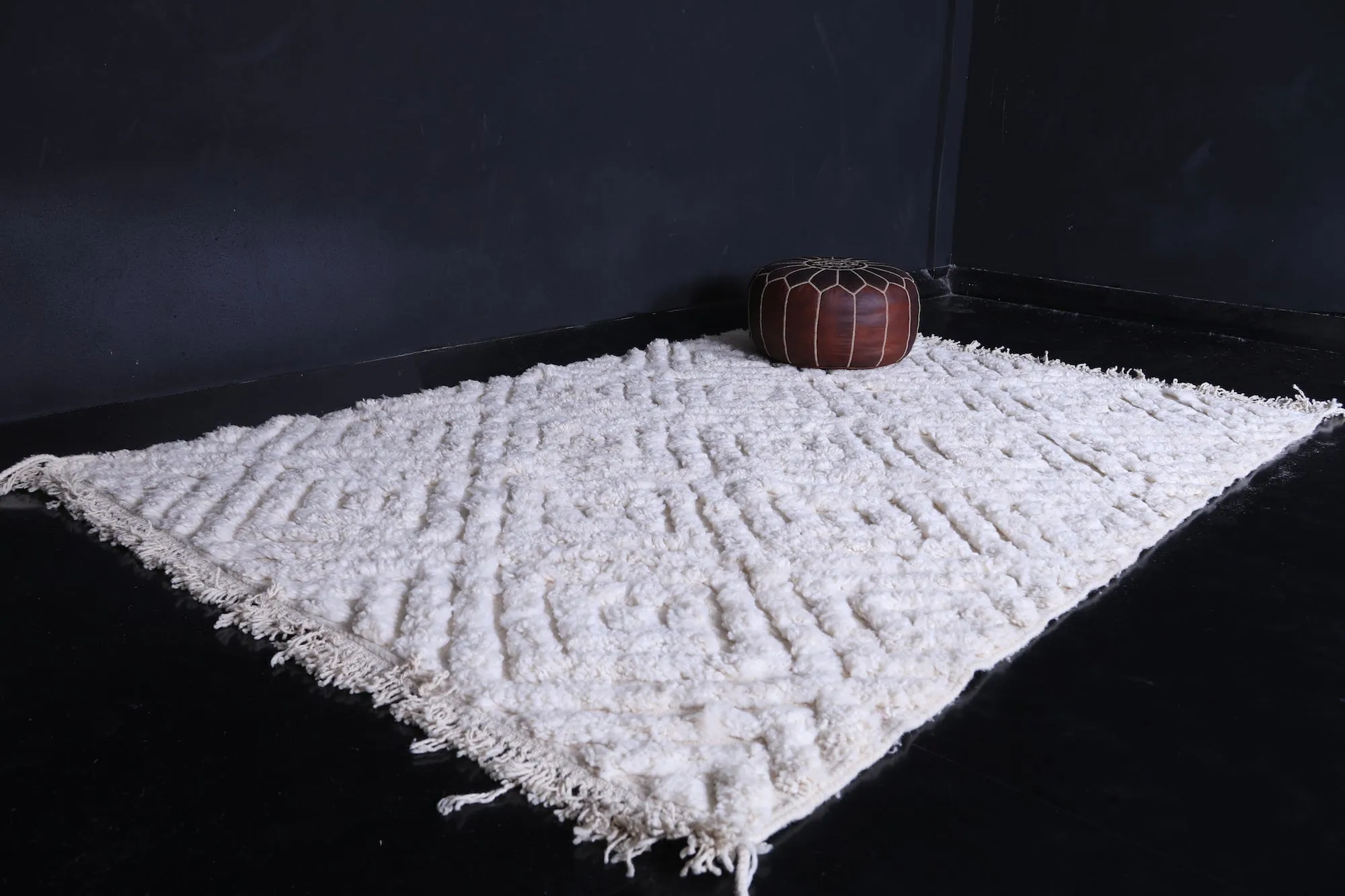 White Moroccan area rug - Custom Wool rug