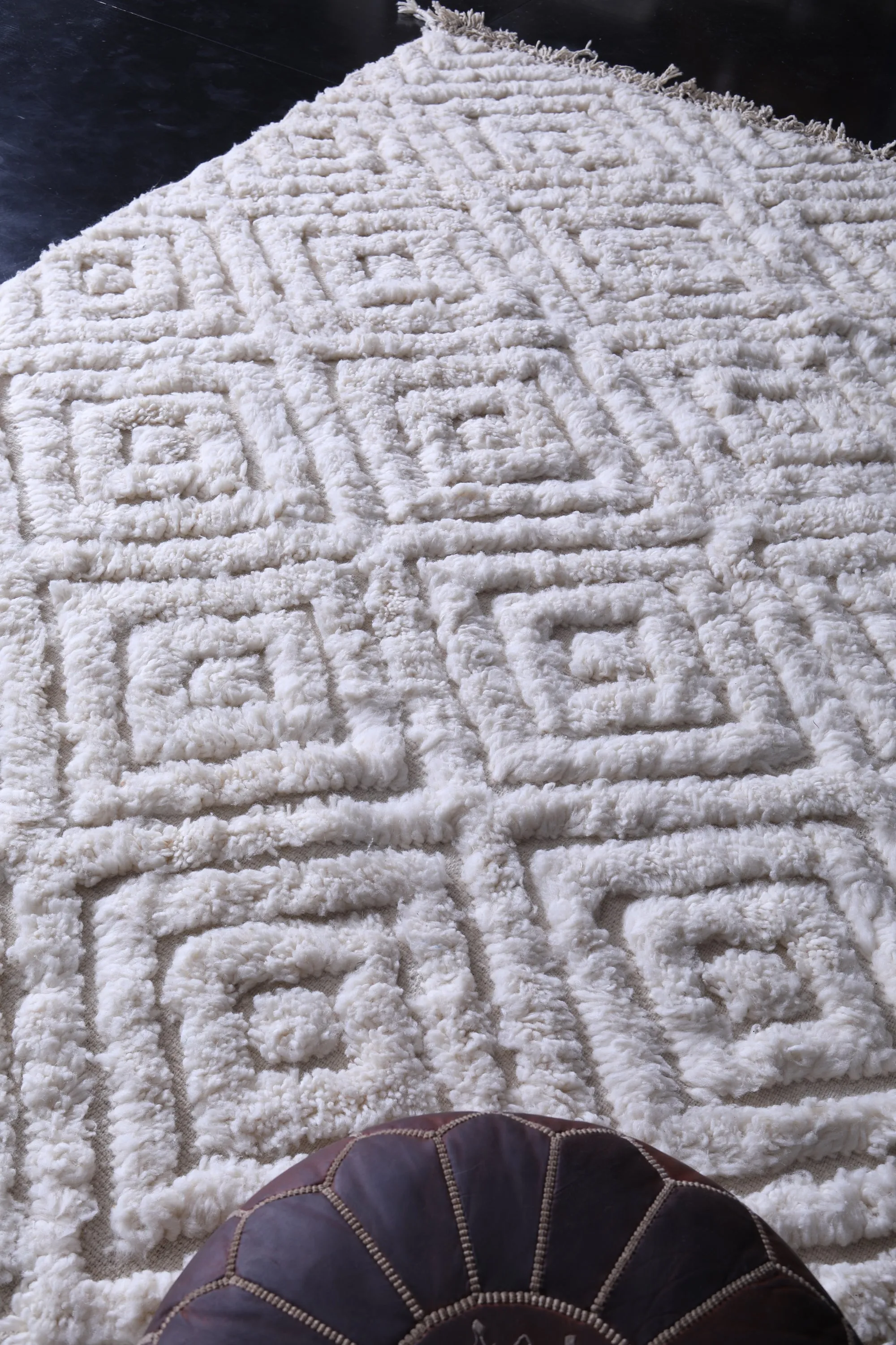 White Moroccan area rug - Custom Wool rug