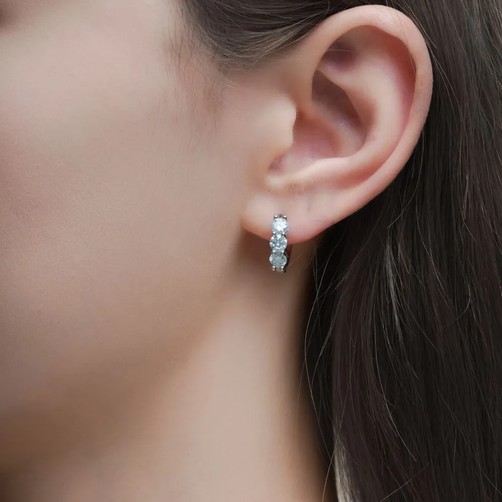 WIC | Three Diamond Maldivian Blue Earrings
