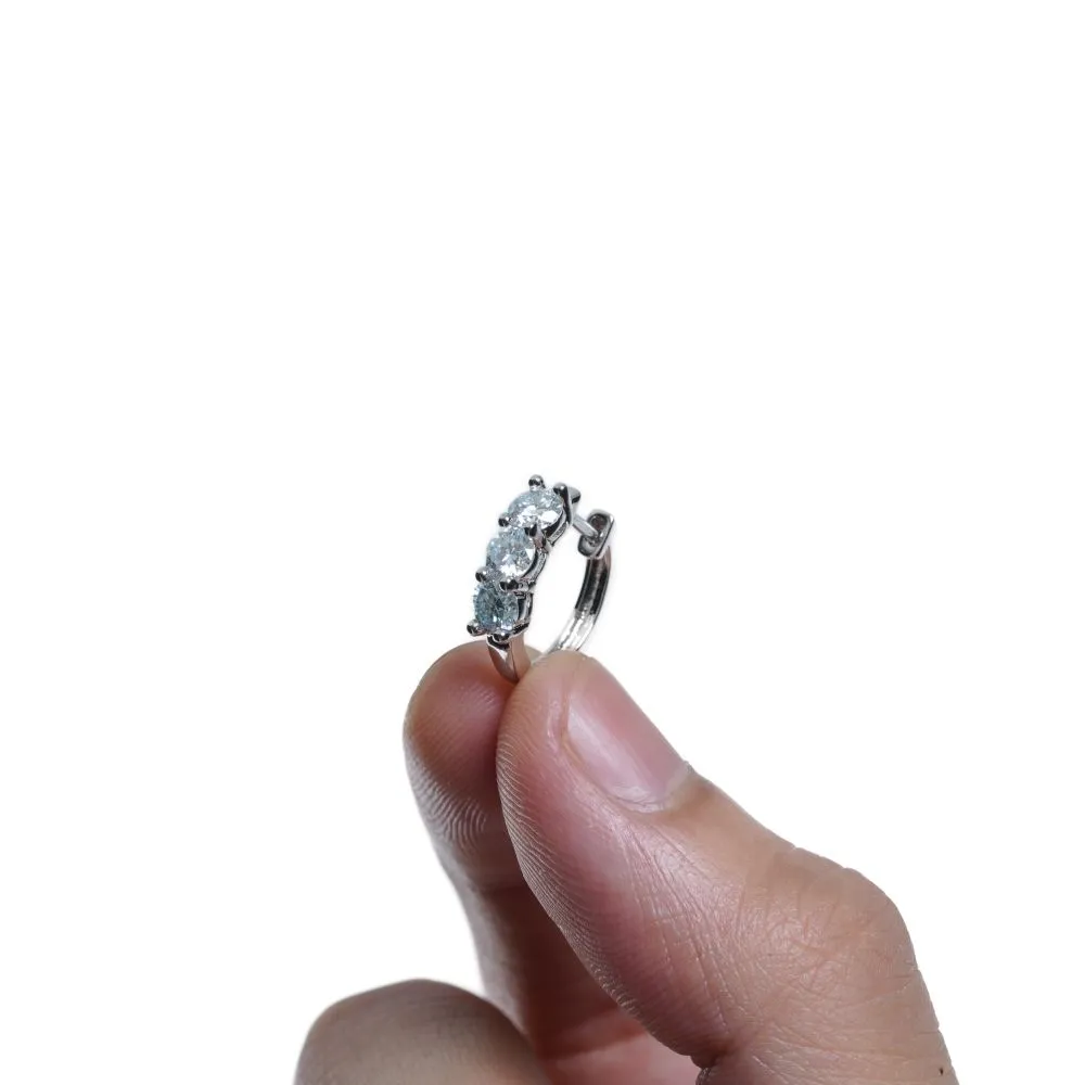 WIC | Three Diamond Maldivian Blue Earrings
