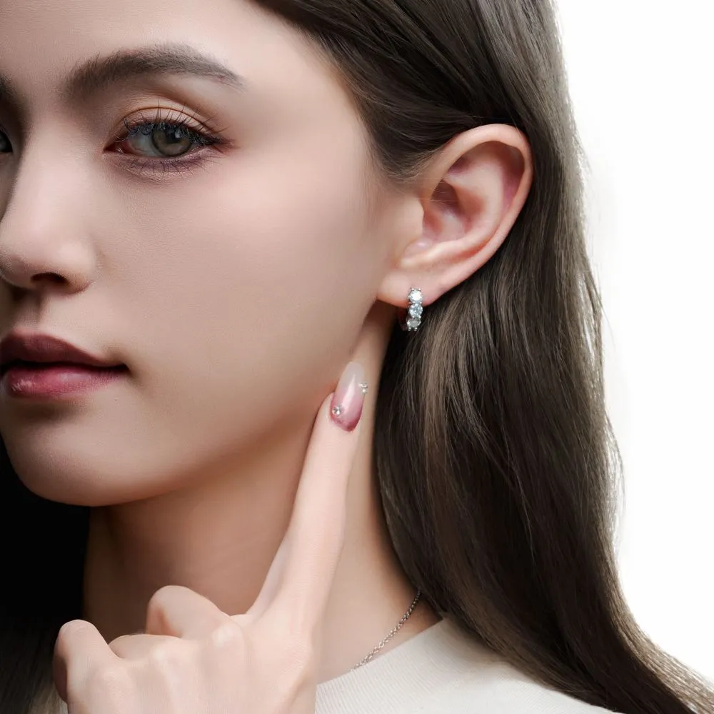WIC | Three Diamond Maldivian Blue Earrings